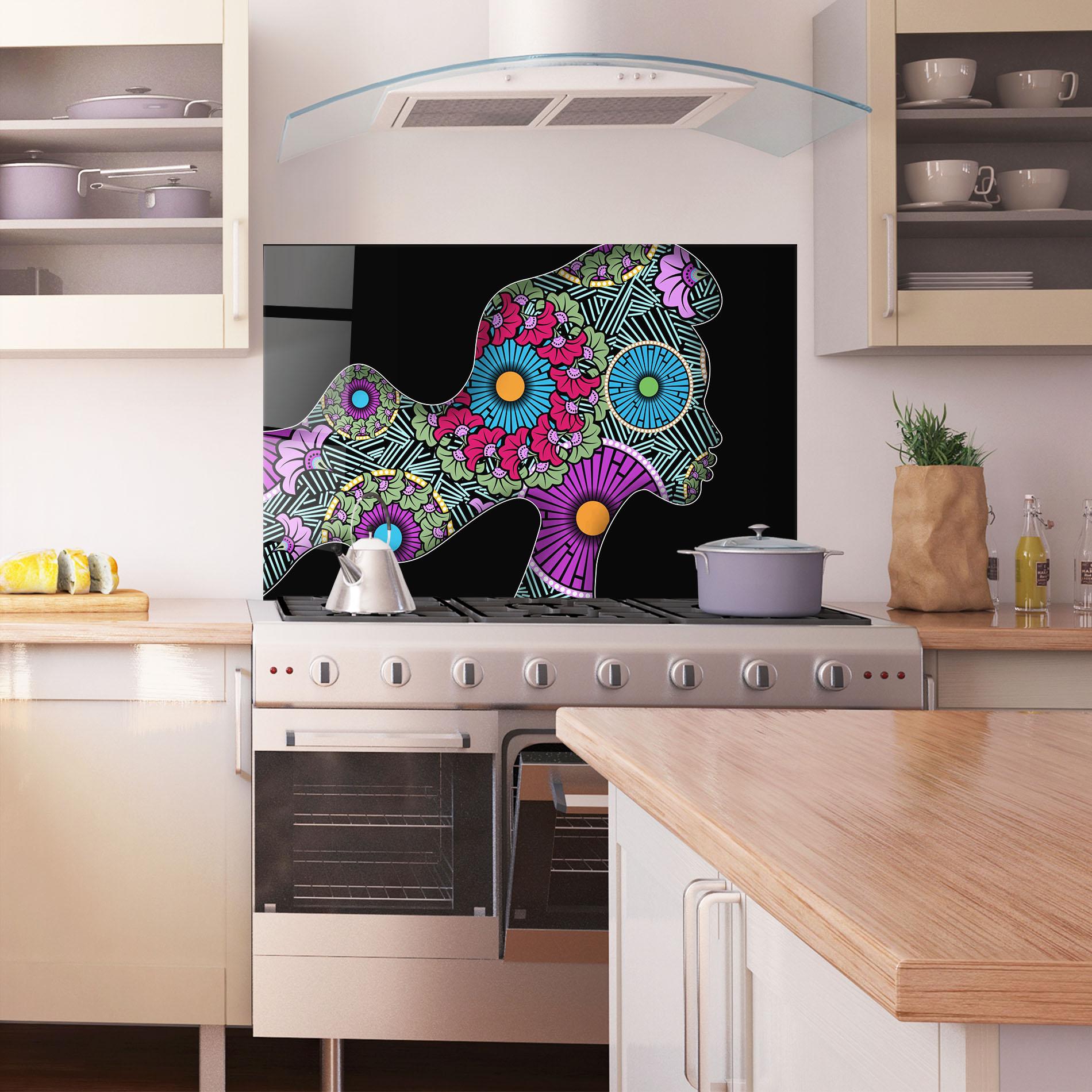 Стъклен панел за кухня Colorful Shilouette mockup 1