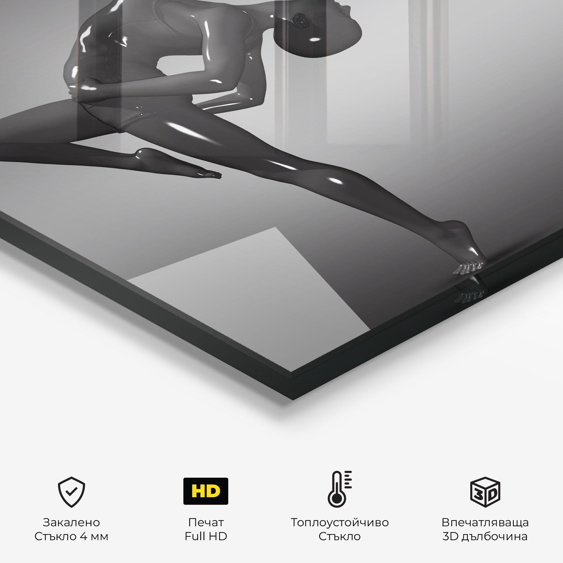 Стъклен панел за кухня Black Glossy Female Dancer mockup 2