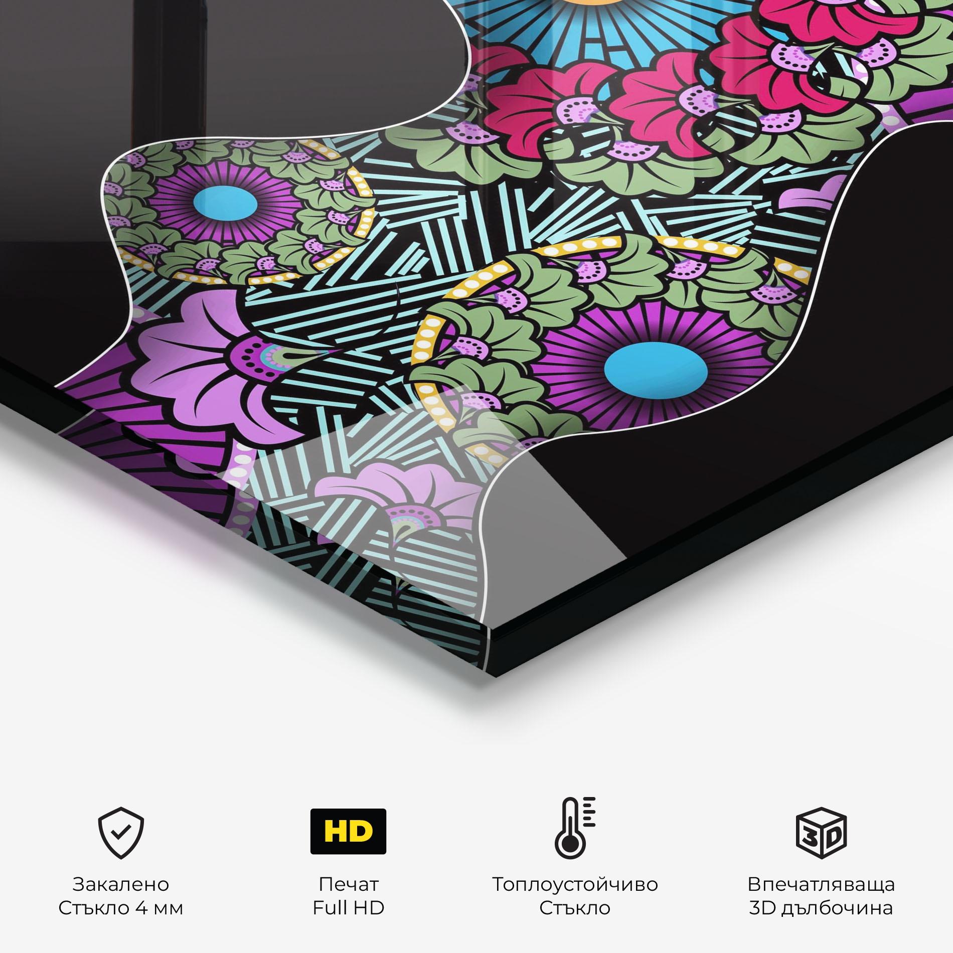 Стъклен панел за кухня Colorful Shilouette mockup 2