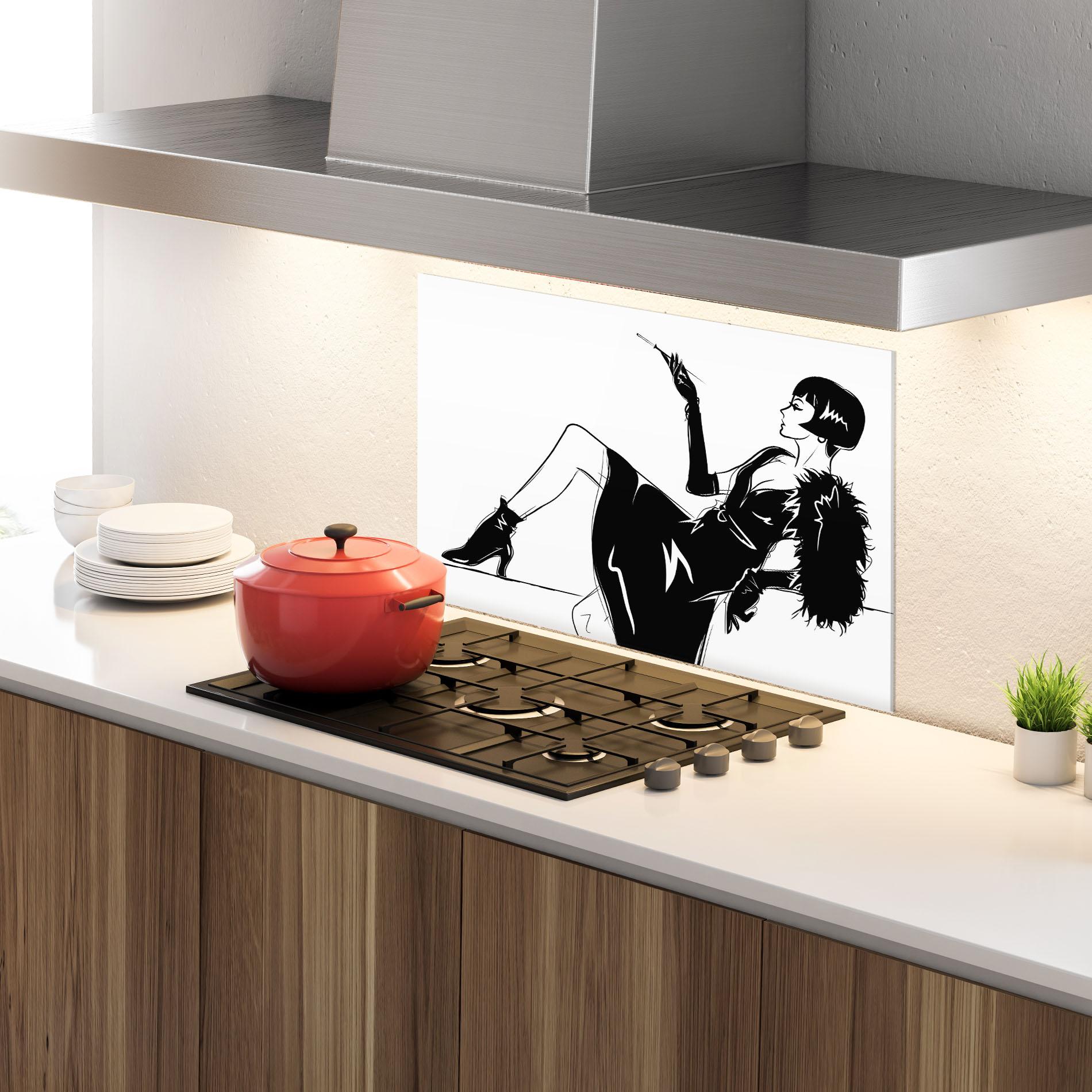 Стъклен панел за кухня Fashion Shilouette mockup 4