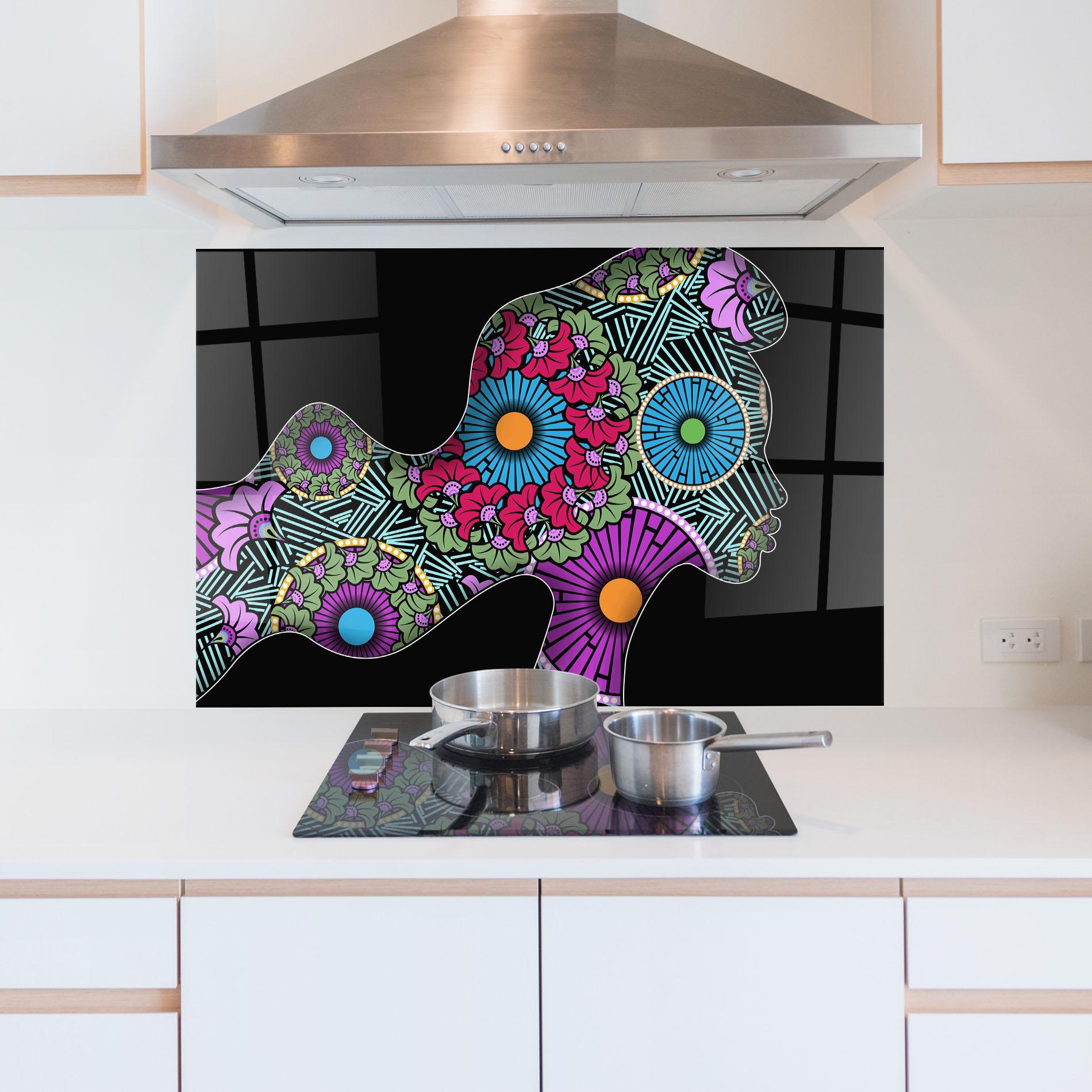 Стъклен панел за кухня Colorful Shilouette mockup 5