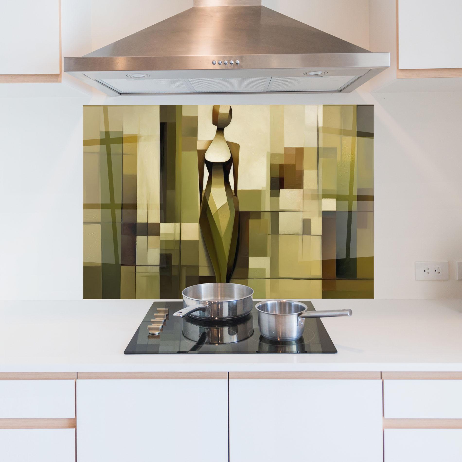 Стъклен панел за кухня Olive Green Shilouete mockup 5
