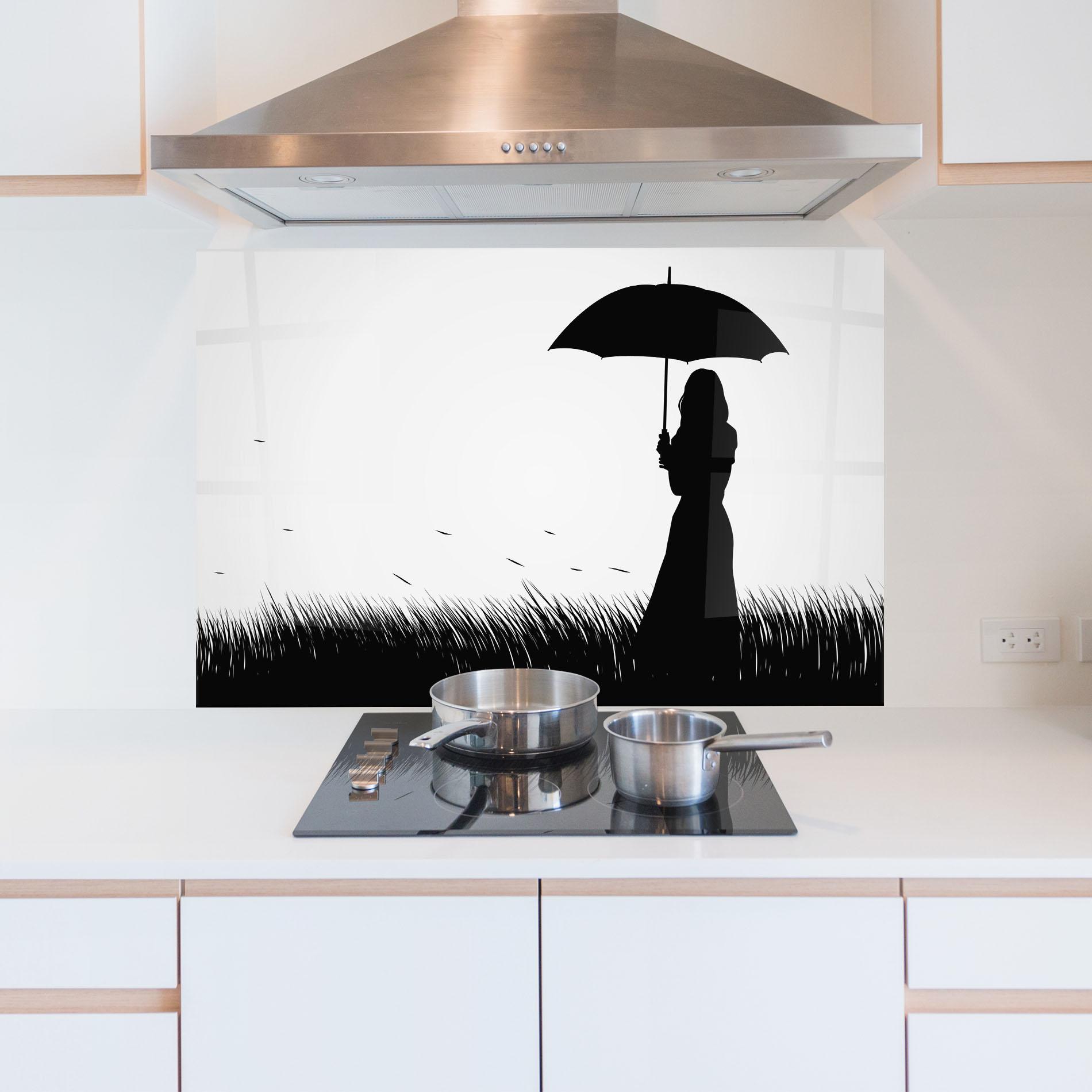 Стъклен панел за кухня Umbrella Girl mockup 5
