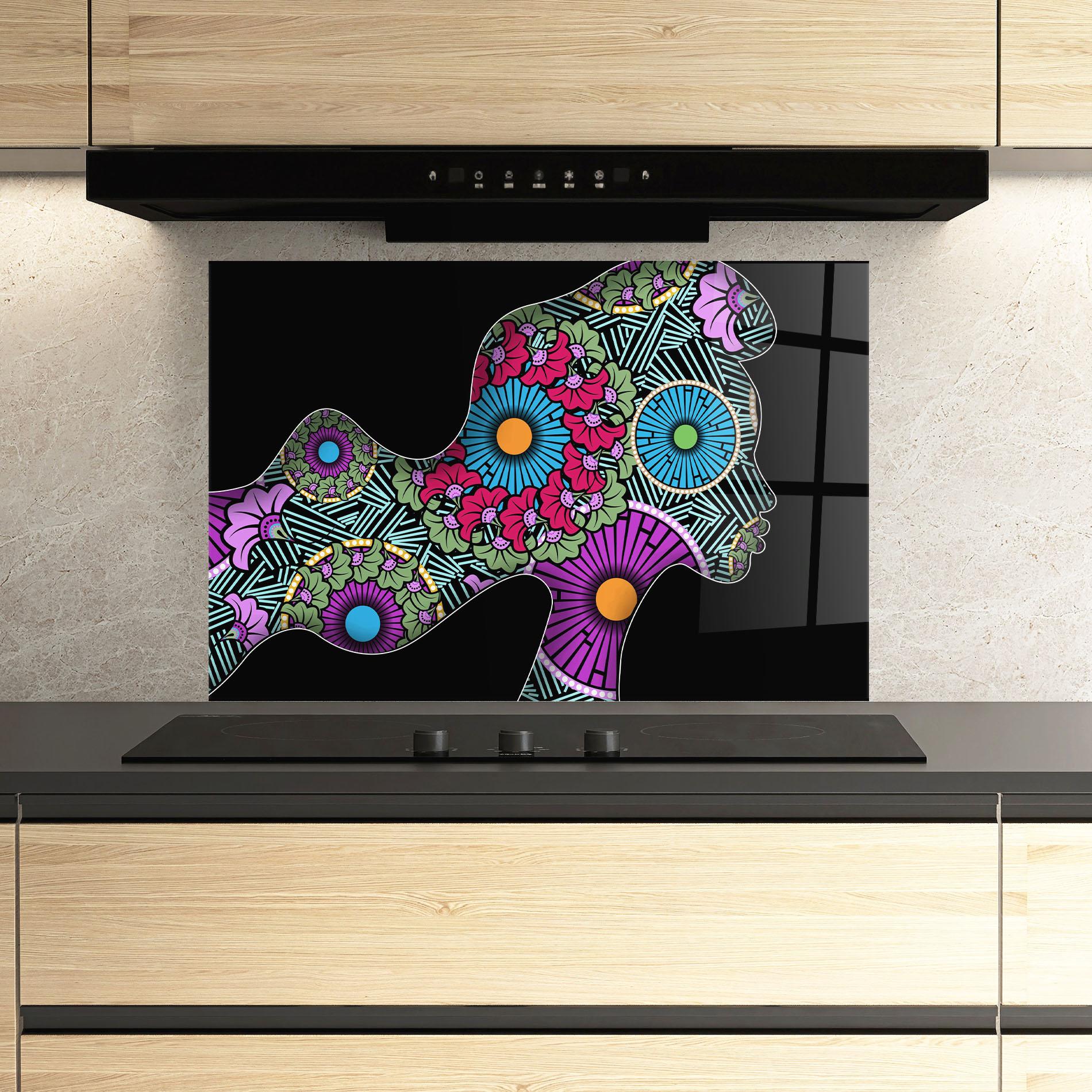 Стъклен панел за кухня Colorful Shilouette mockup 3