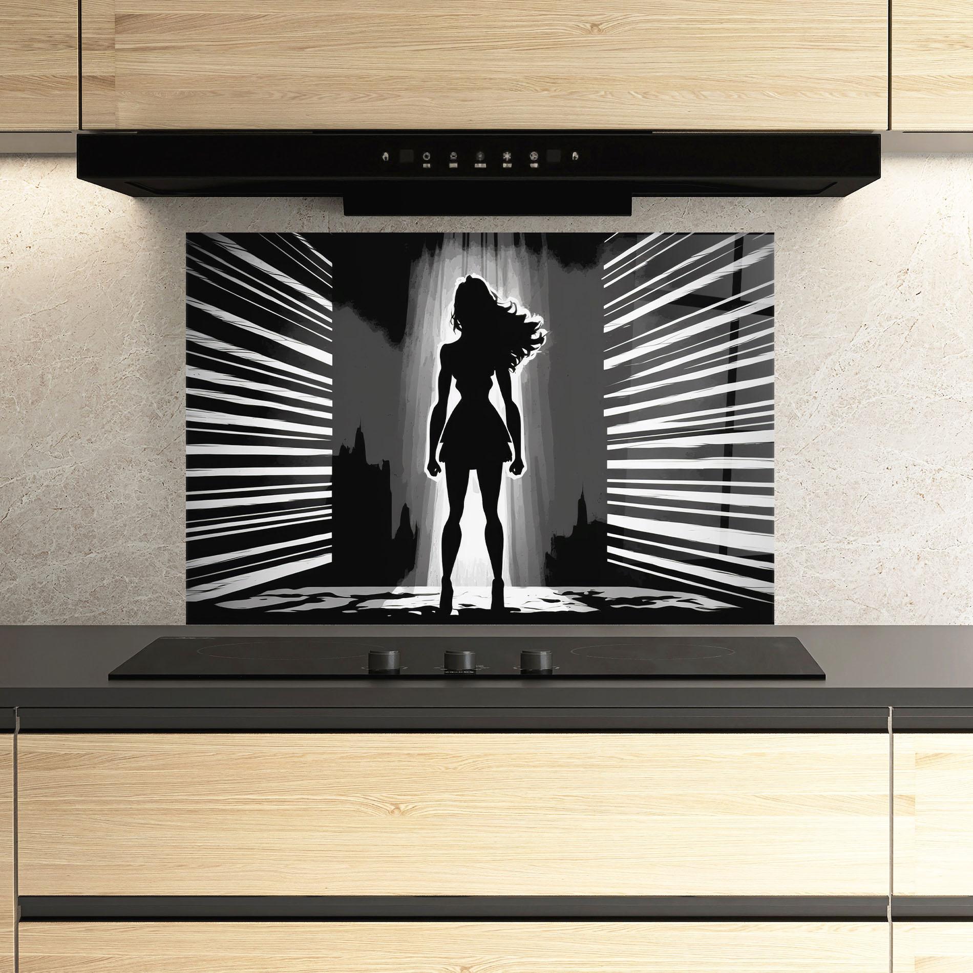 Стъклен панел за кухня Dark Girl Power mockup 3