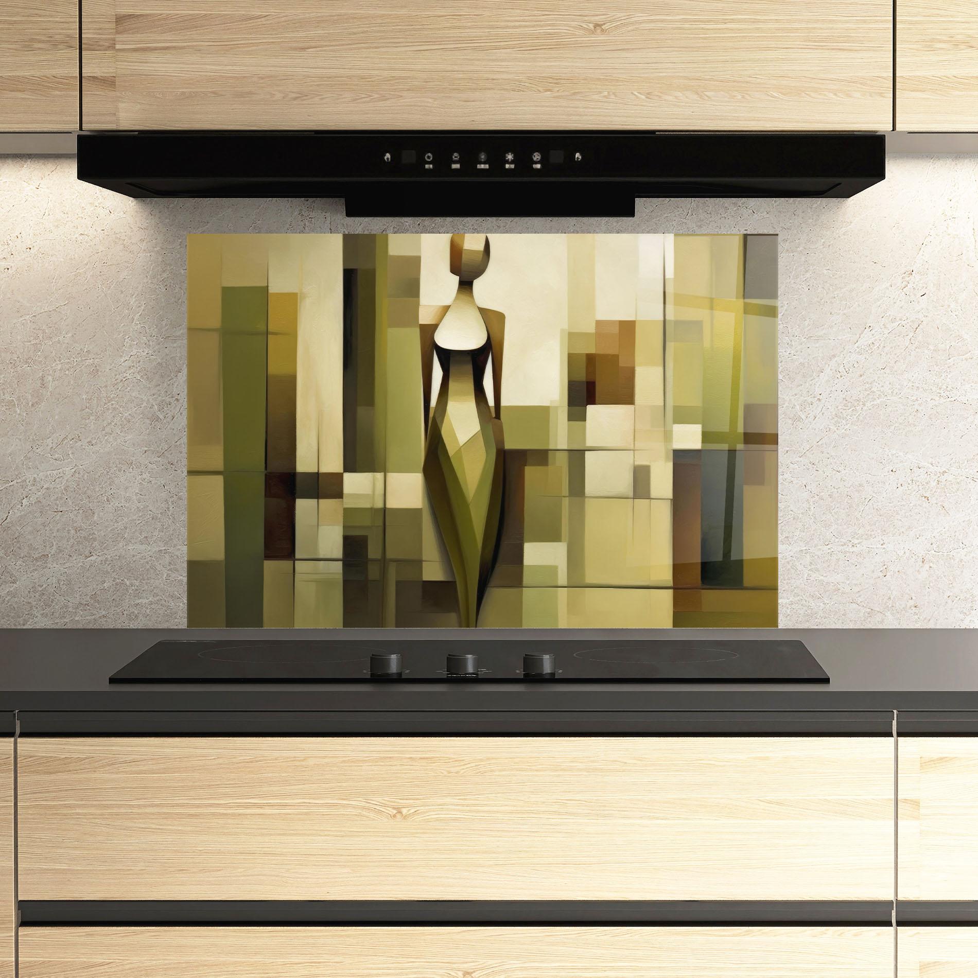 Стъклен панел за кухня Olive Green Shilouete mockup 3