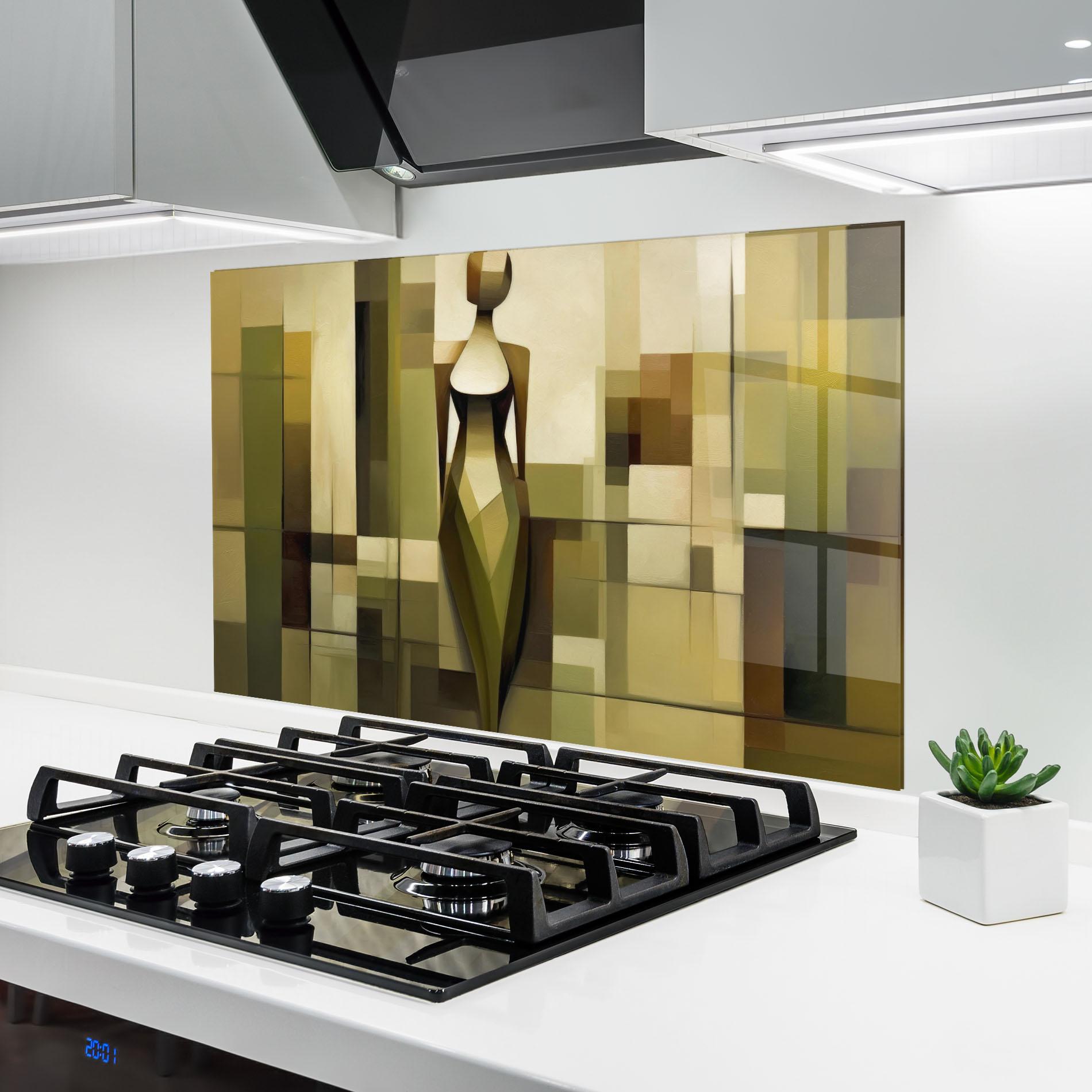 Стъклен панел за кухня Olive Green Shilouete mockup 6