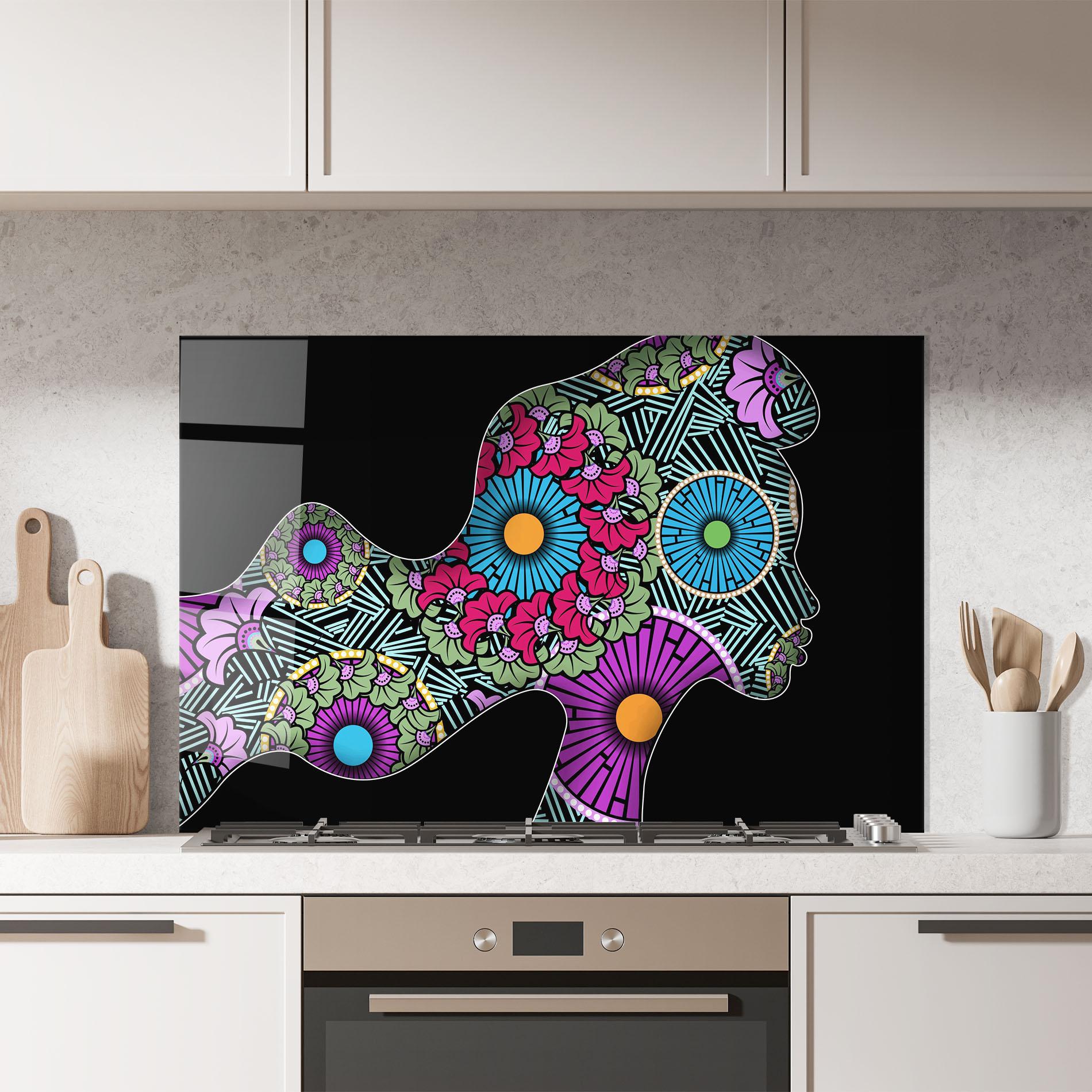 Стъклен панел за кухня Colorful Shilouette mockup 7