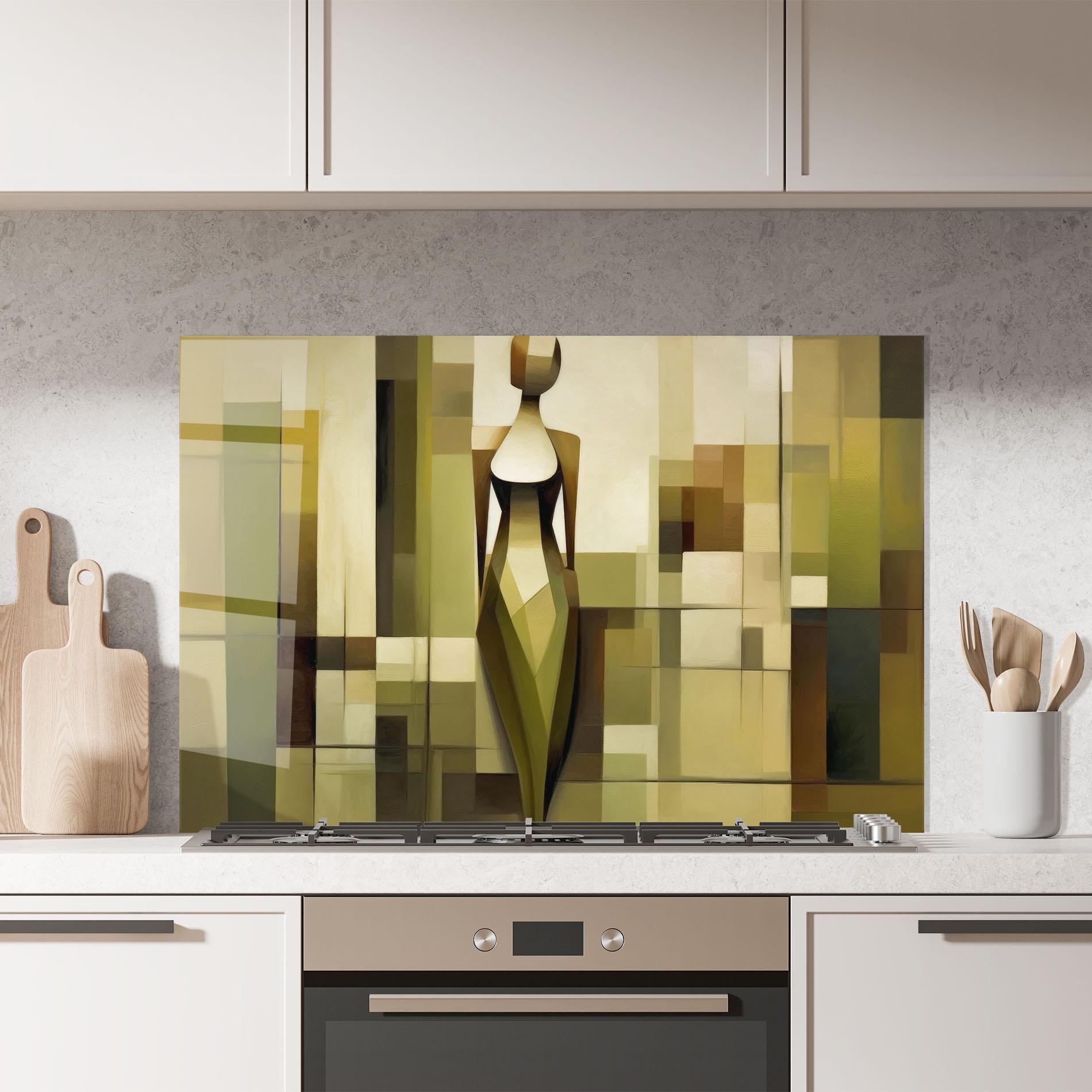 Стъклен панел за кухня Olive Green Shilouete mockup 7