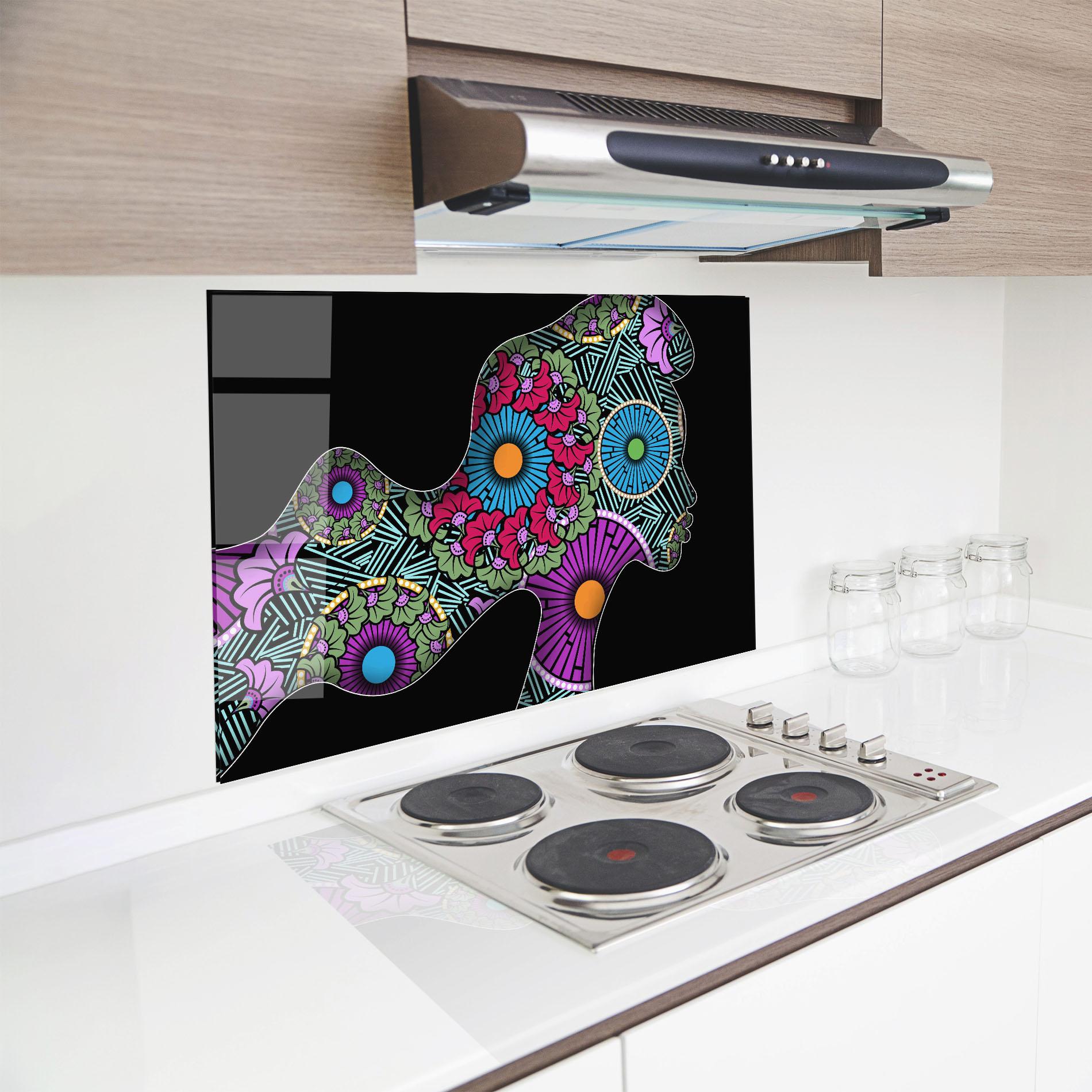 Стъклен панел за кухня Colorful Shilouette mockup 8