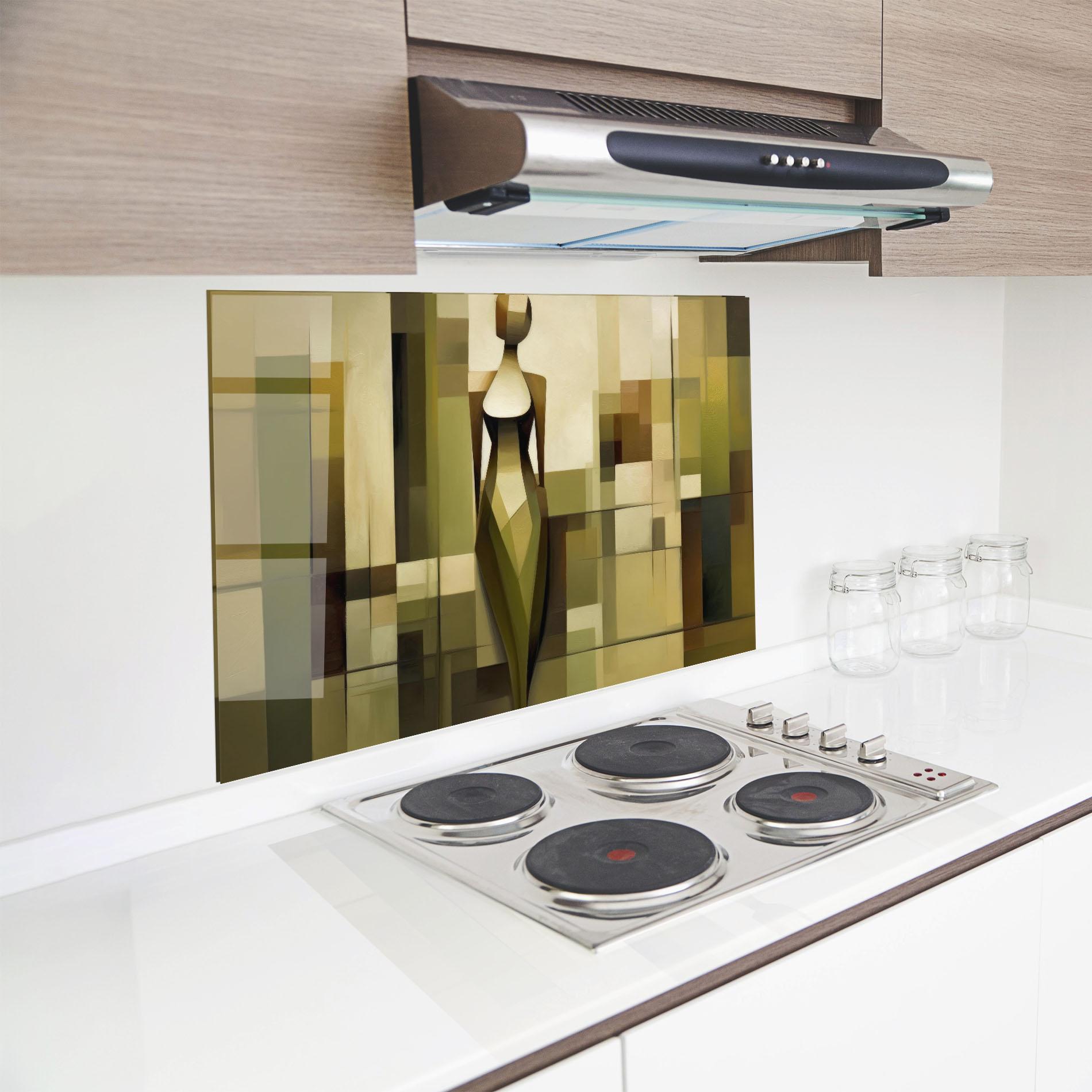 Стъклен панел за кухня Olive Green Shilouete mockup 8