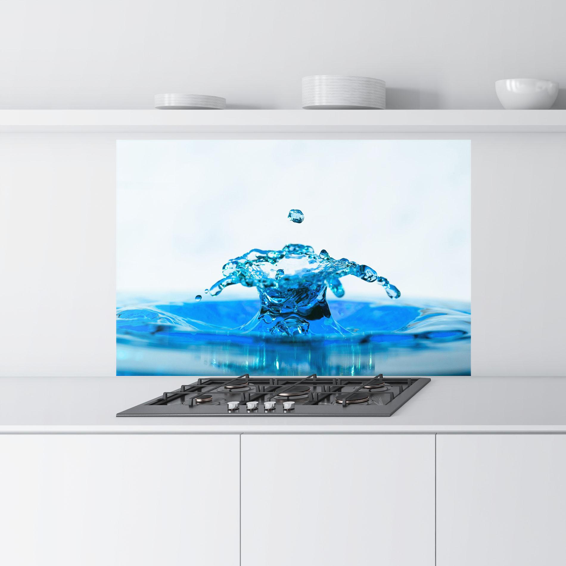 Стъклен панел за кухня Blue Water Splash mockup 9