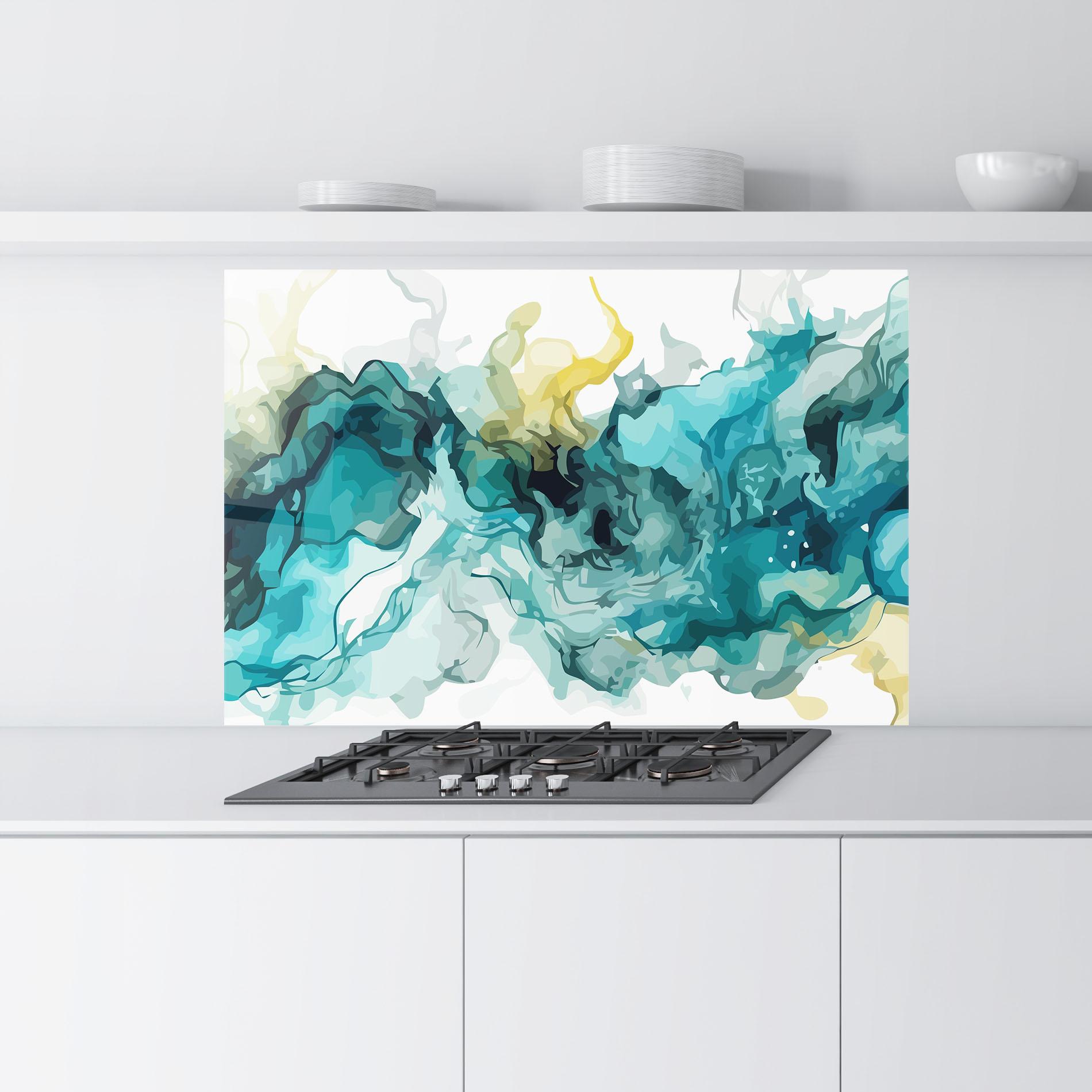 Стъклен панел за кухня Blue Yellow Art mockup 9