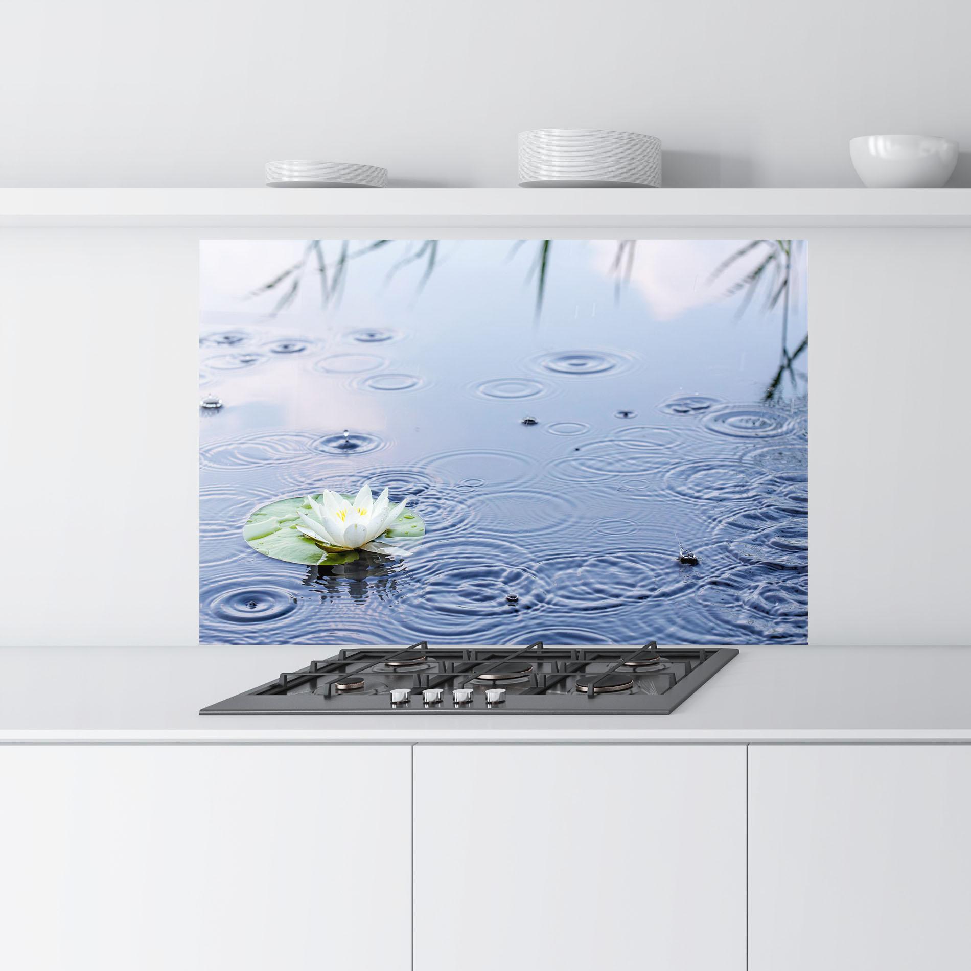 Стъклен панел за кухня Clear Lake Rain mockup 9