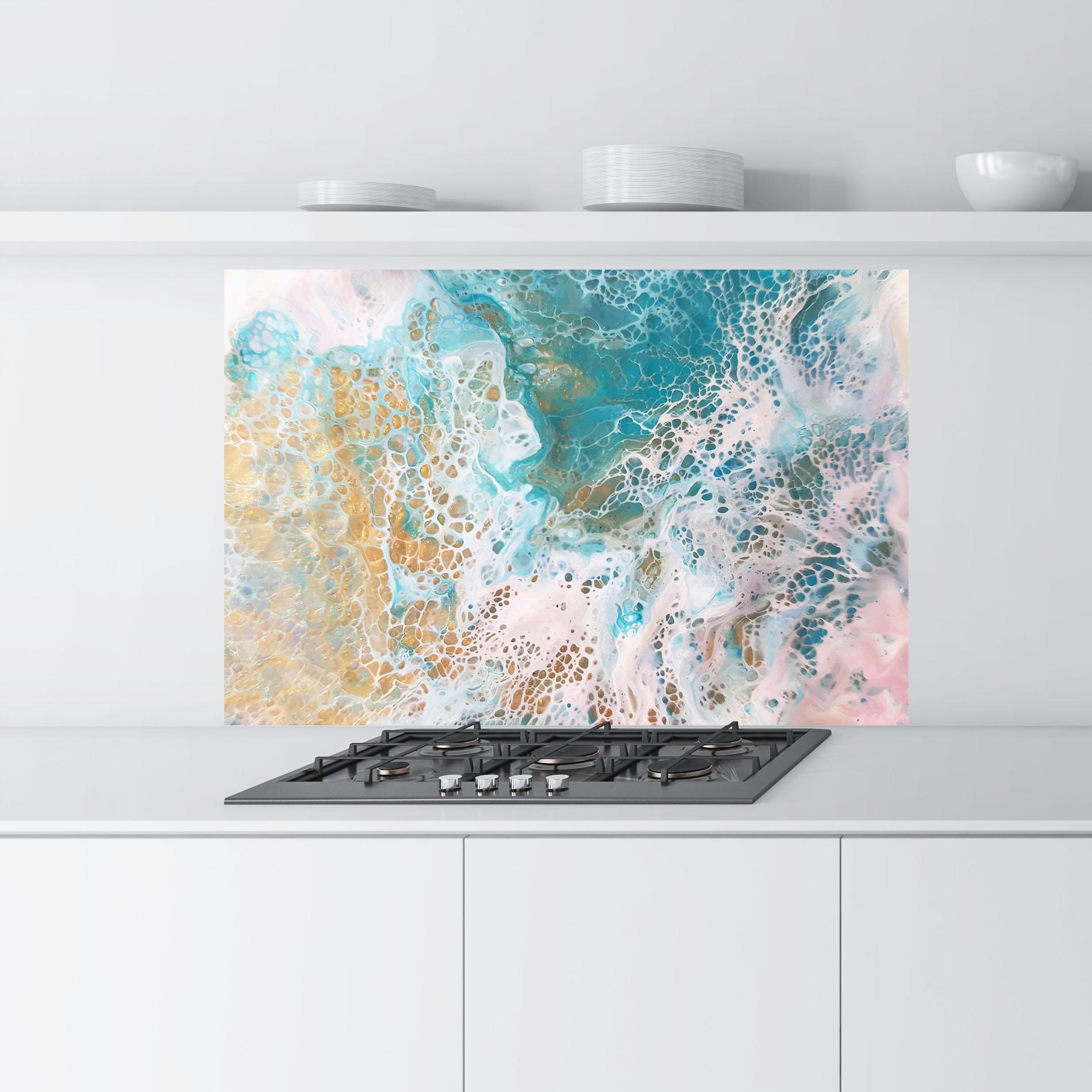 Стъклен панел за кухня Ocean Gold Blue mockup 9