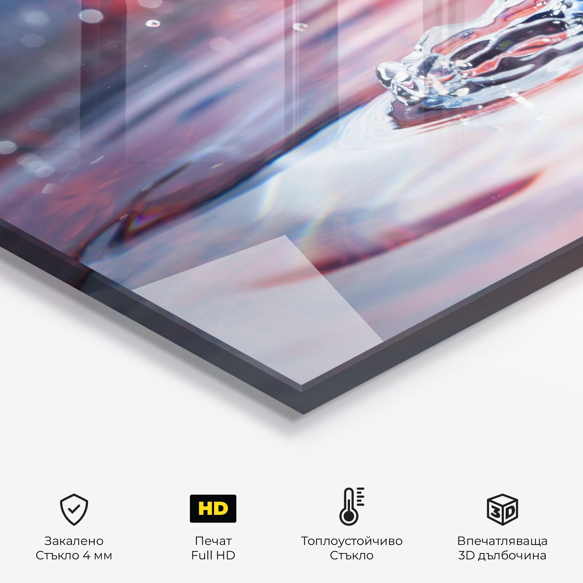 Стъклен панел за кухня Colorful Water Surface mockup 2