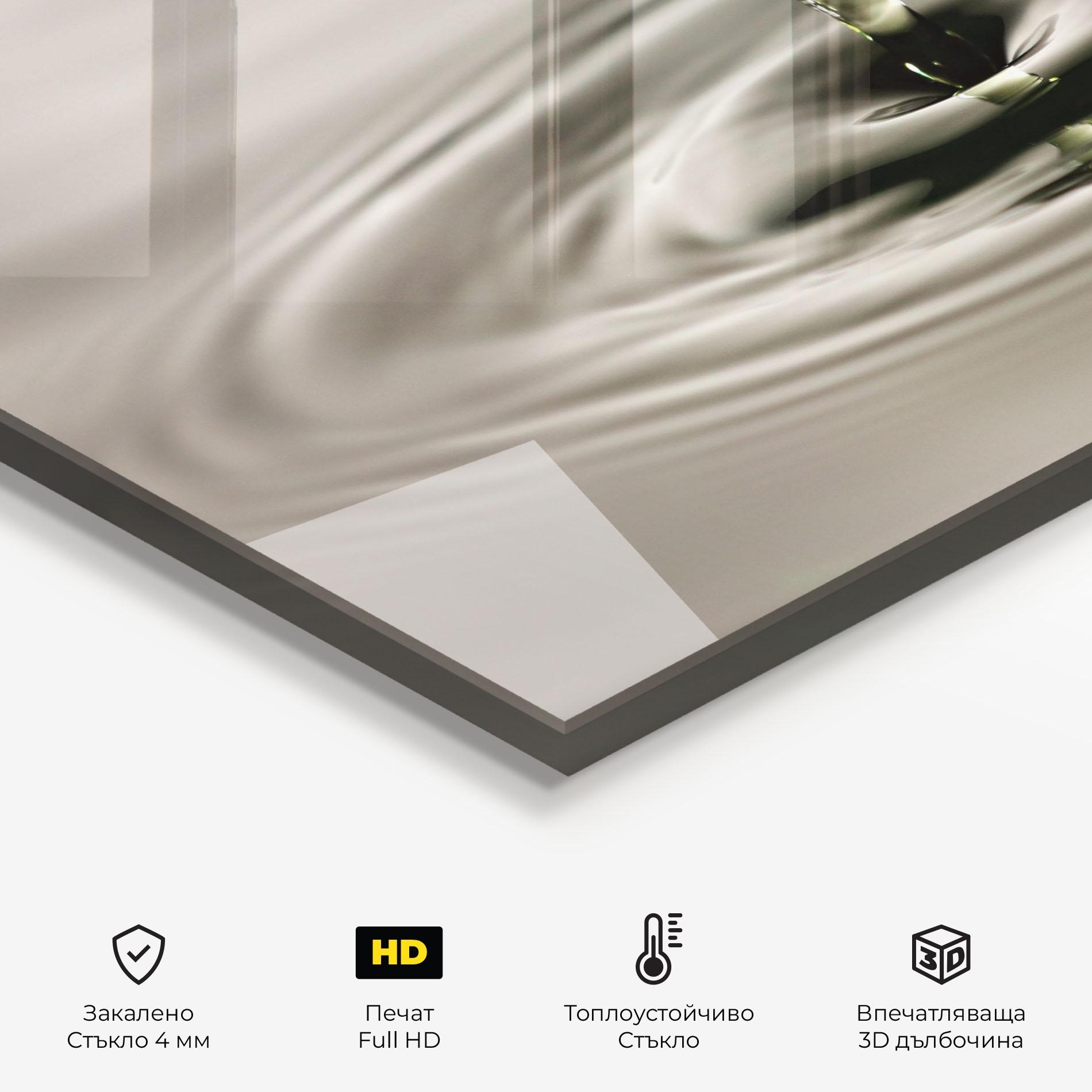 Стъклен панел за кухня Green Water Drop mockup 2