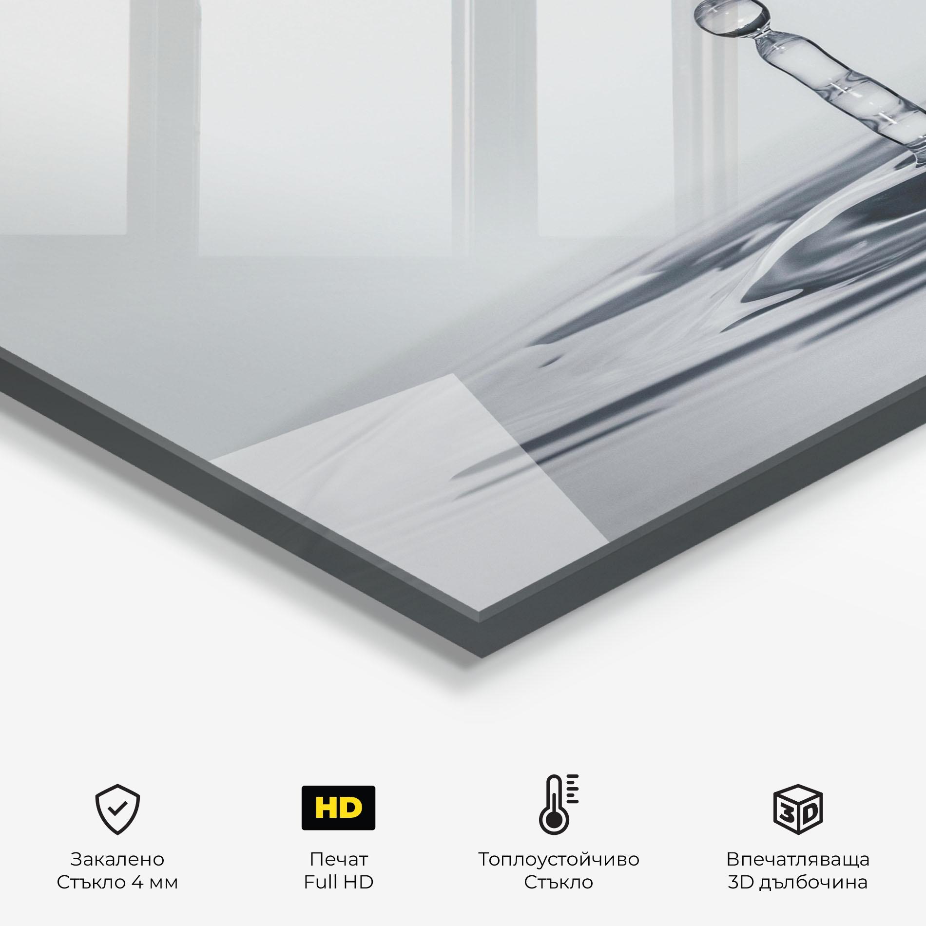 Стъклен панел за кухня Grey Water Drop mockup 2
