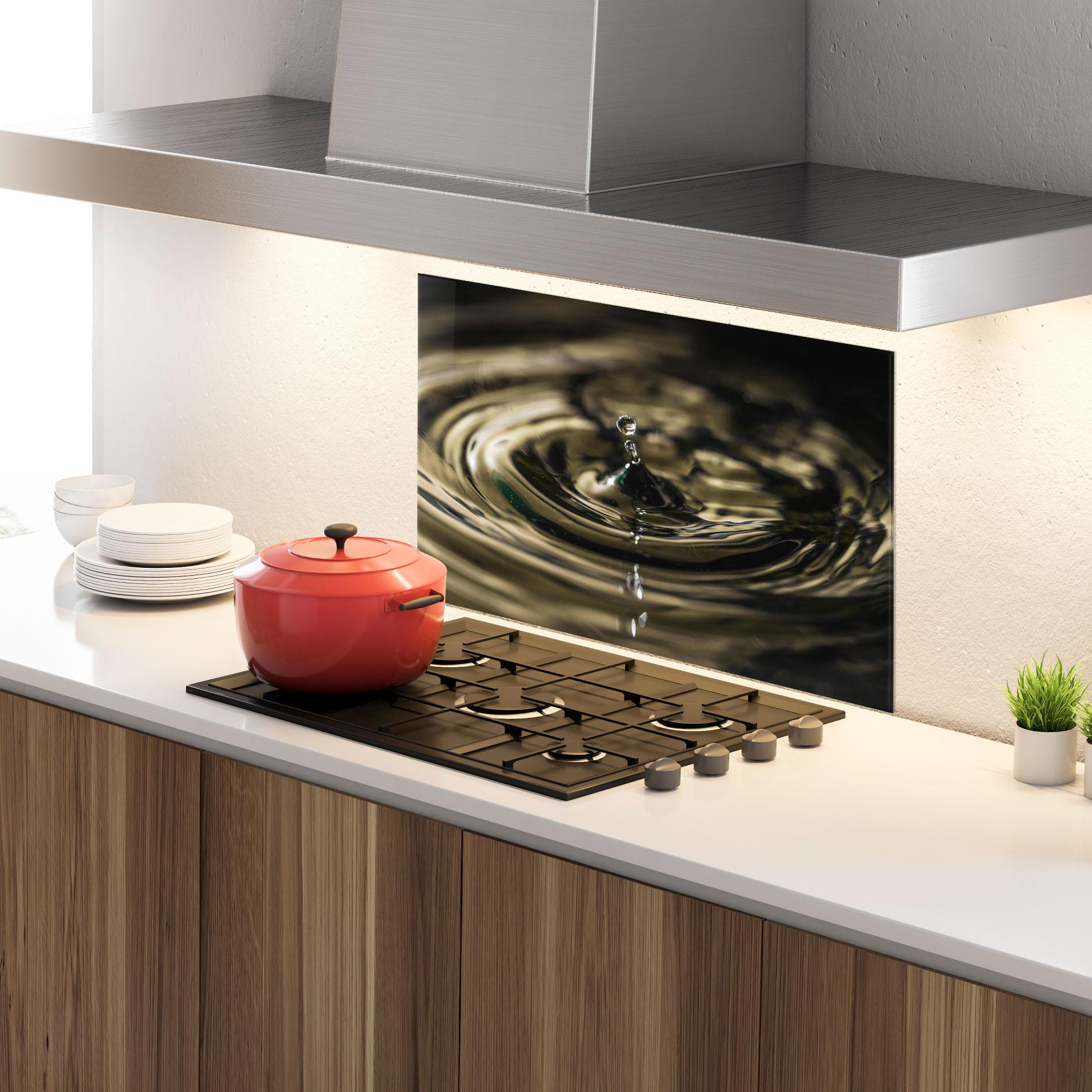 Стъклен панел за кухня Brown Water Drop mockup 4