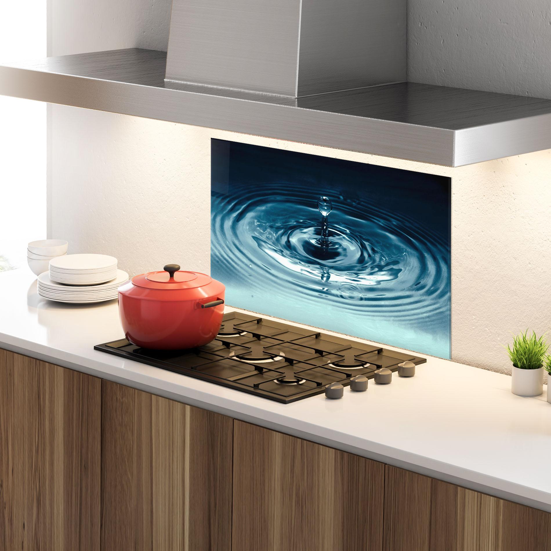 Стъклен панел за кухня Dark Blue Drop mockup 4