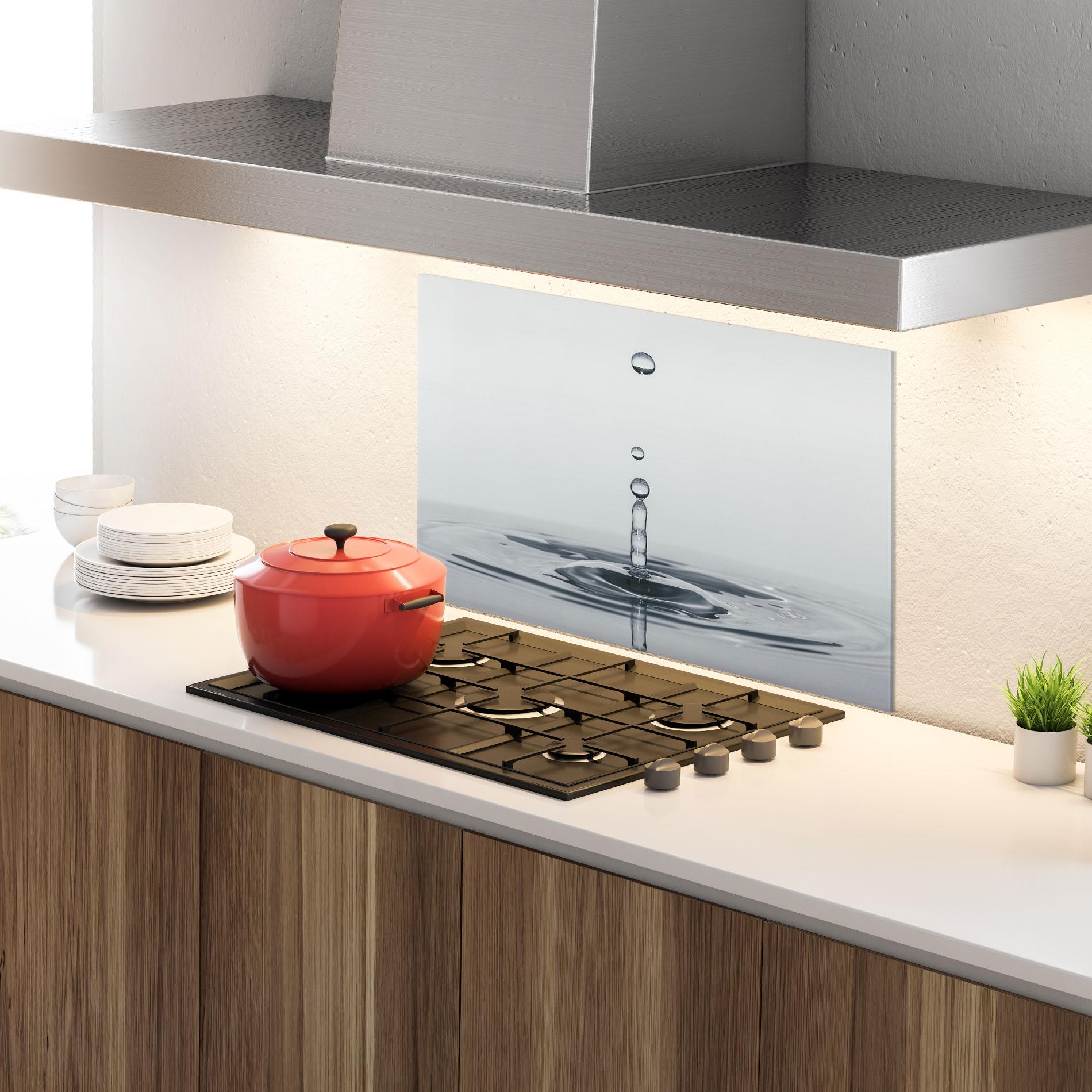 Стъклен панел за кухня Grey Water Drop mockup 4