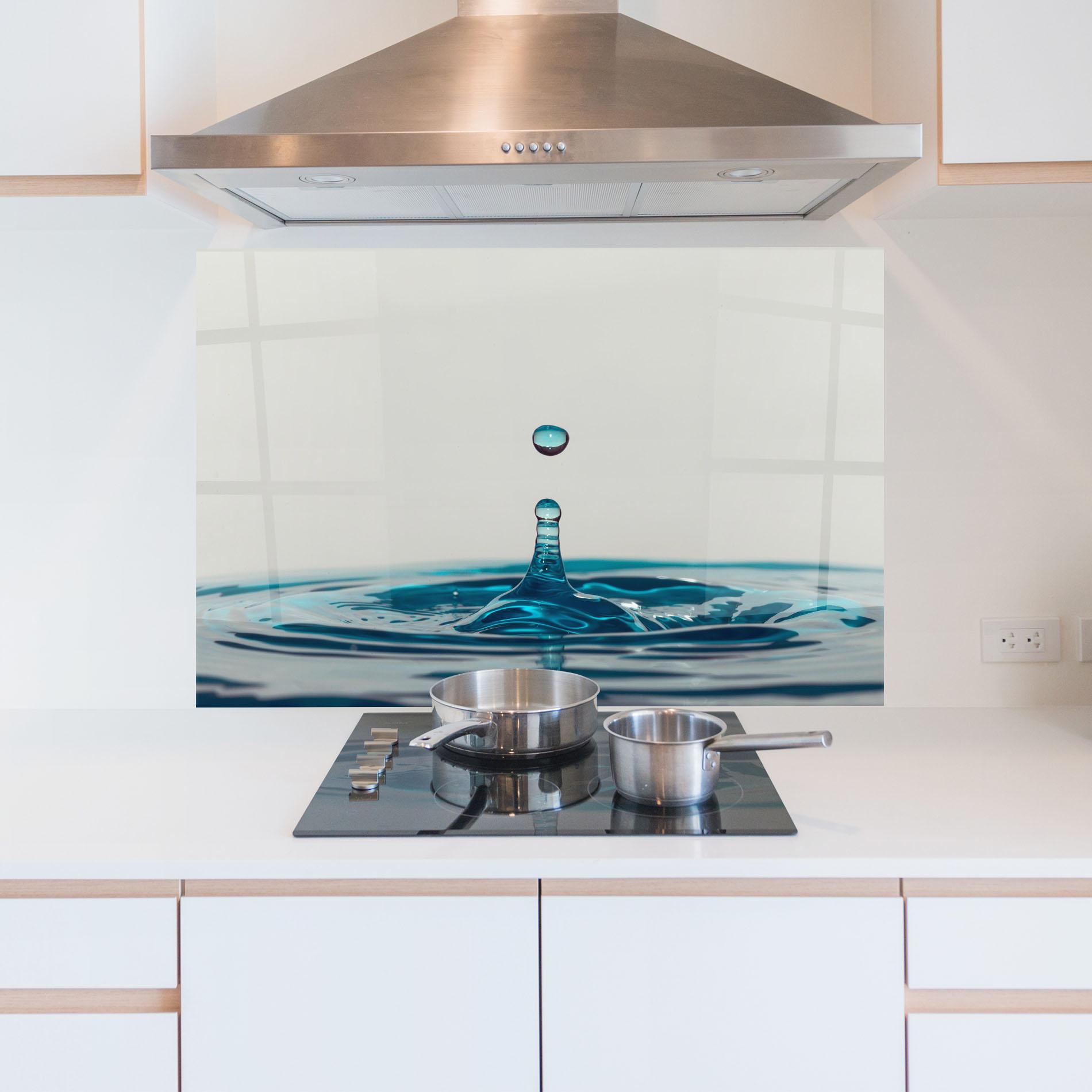 Стъклен панел за кухня Blue Water Drop mockup 5