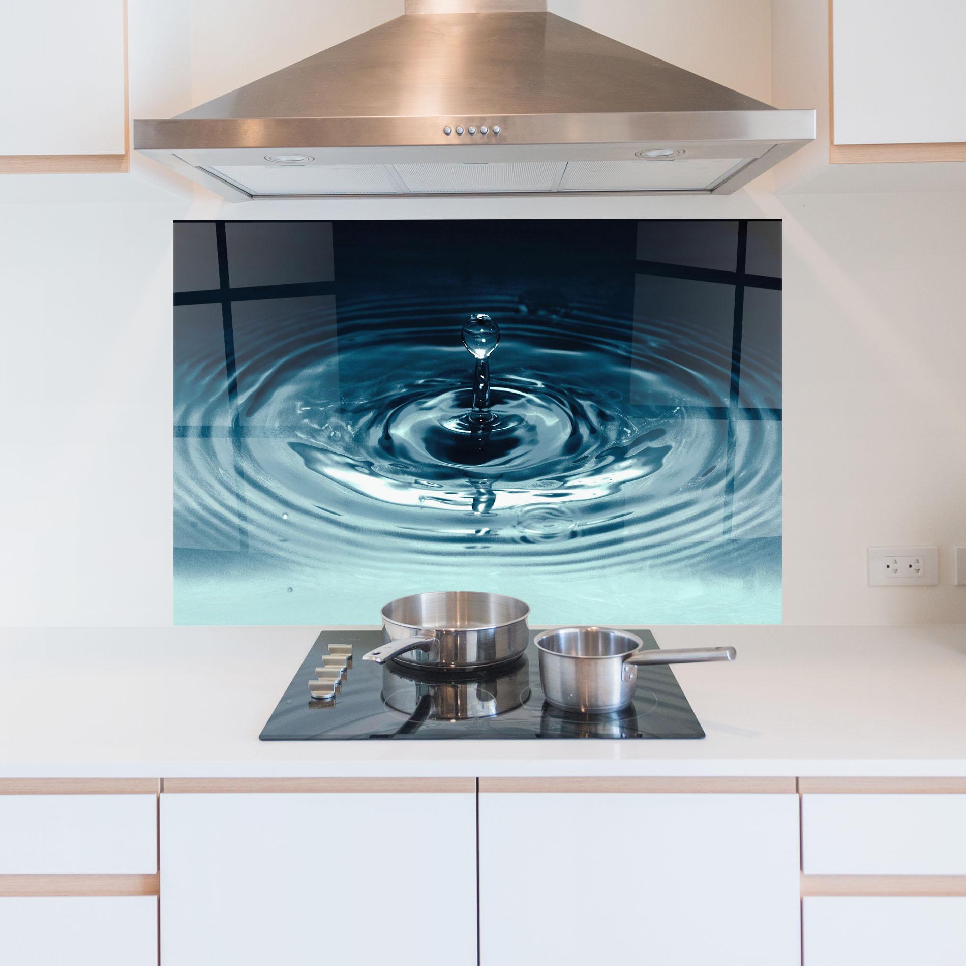 Стъклен панел за кухня Dark Blue Drop mockup 5