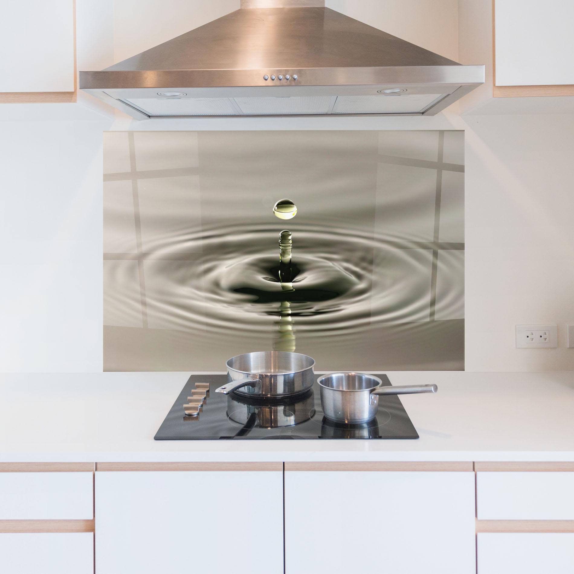 Стъклен панел за кухня Green Water Drop mockup 5