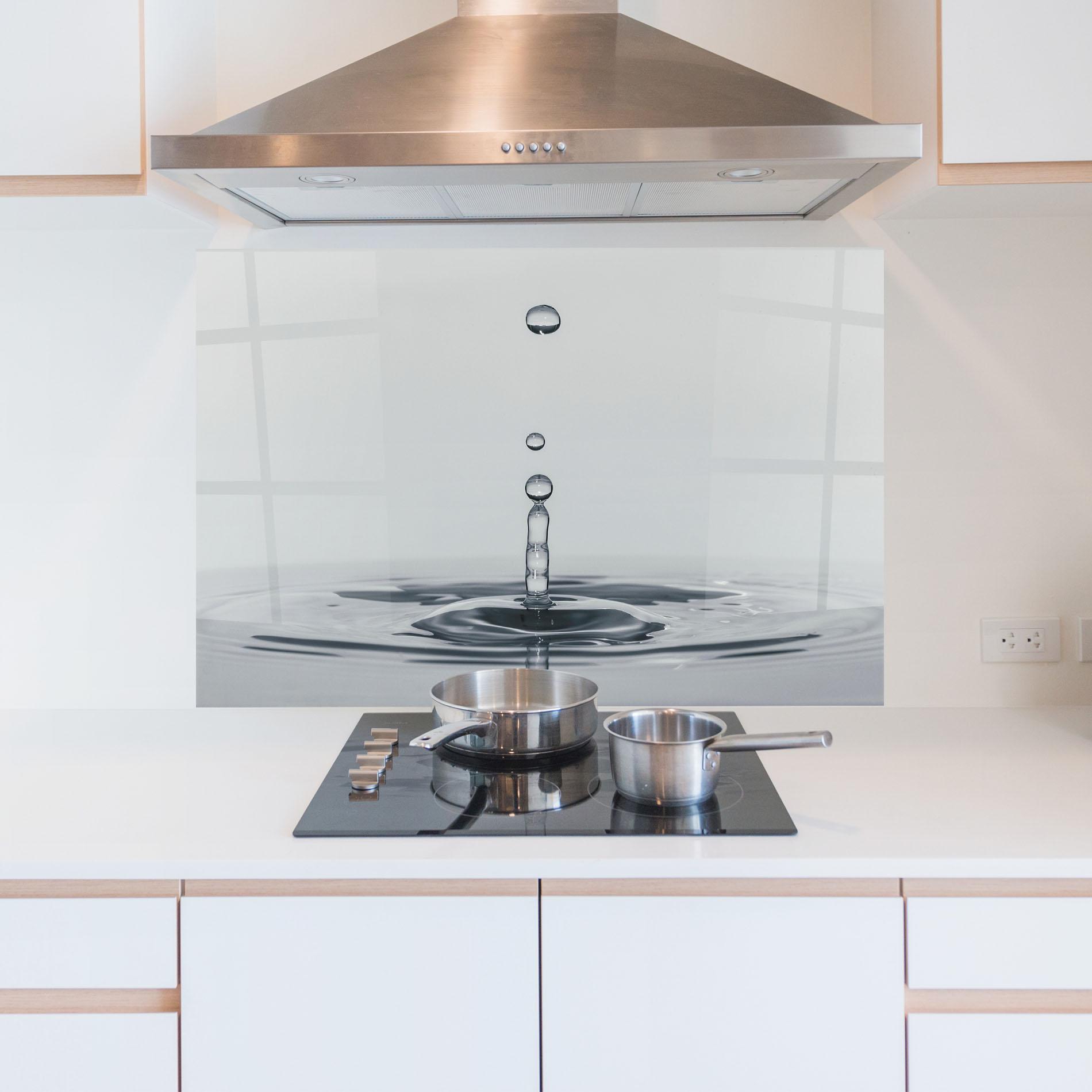 Стъклен панел за кухня Grey Water Drop mockup 5