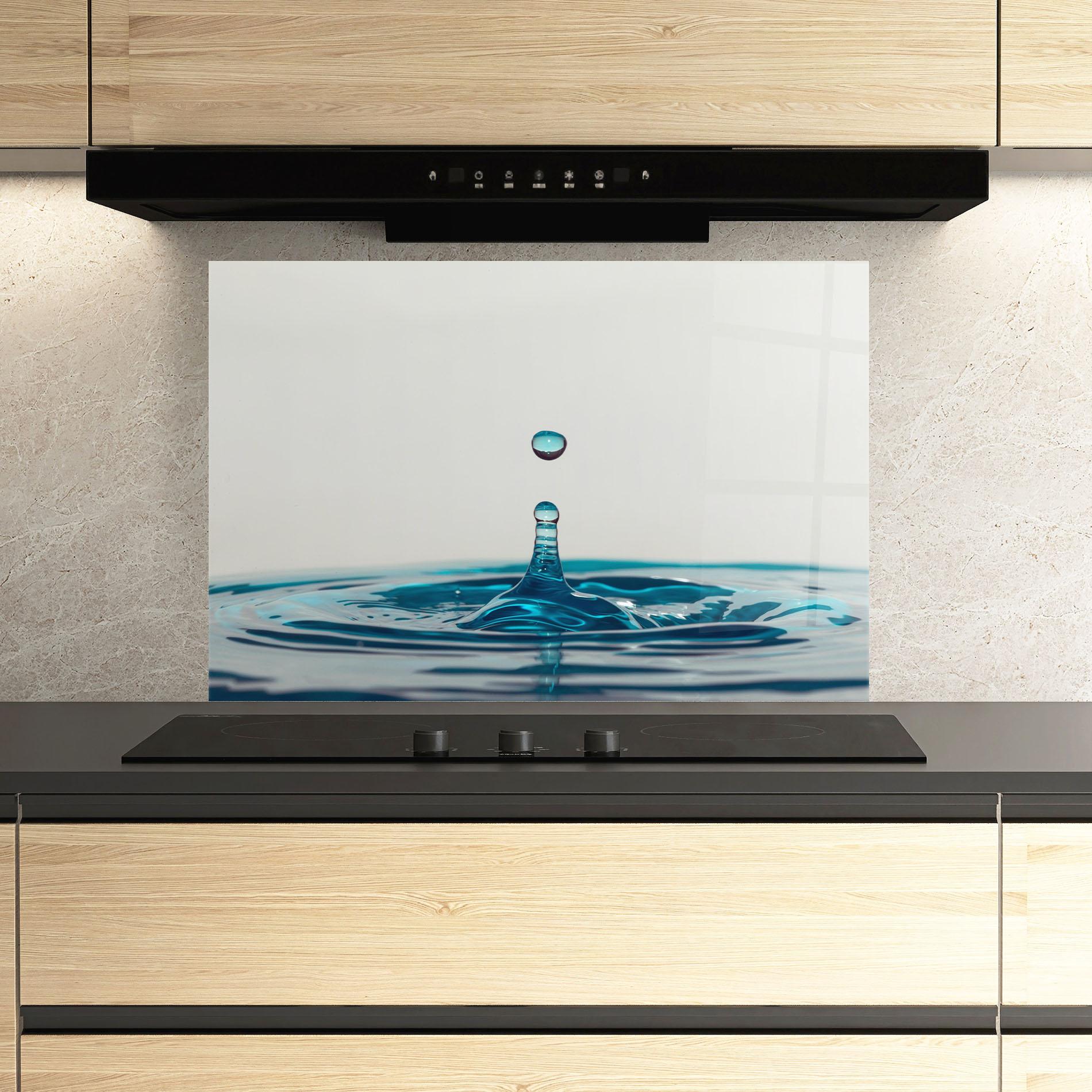 Стъклен панел за кухня Blue Water Drop mockup 3