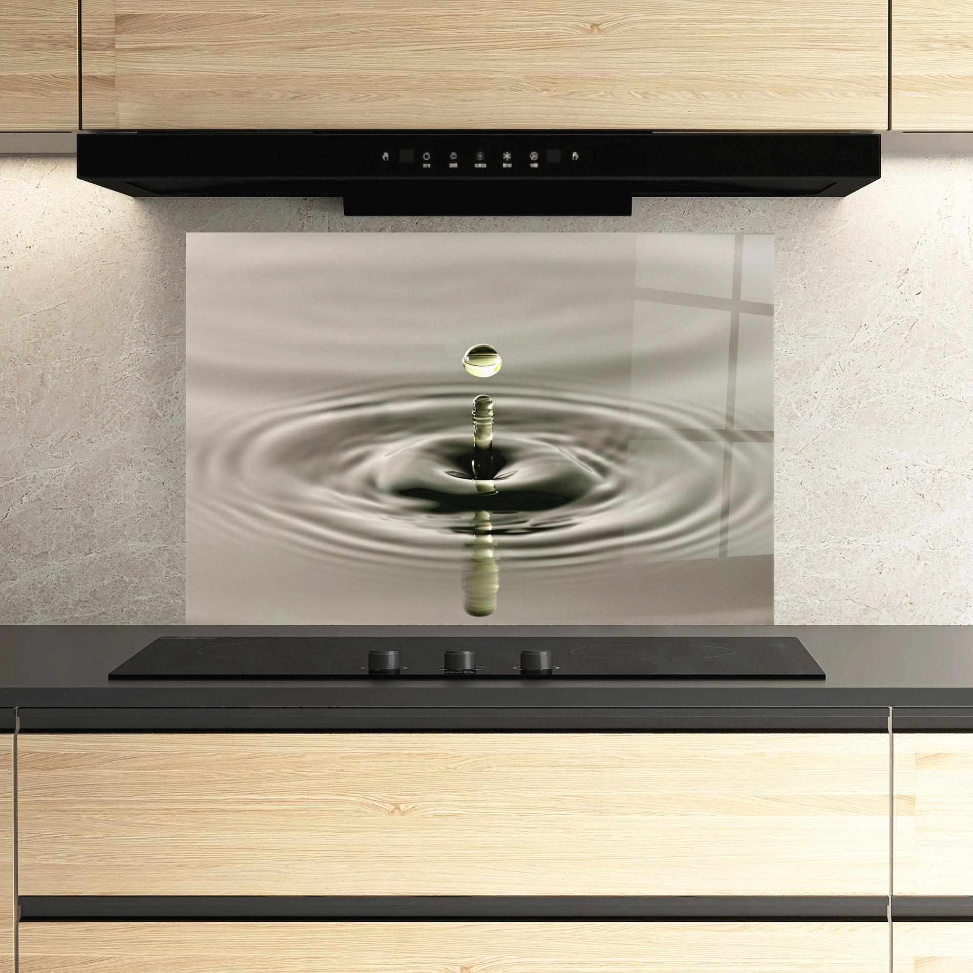 Стъклен панел за кухня Green Water Drop mockup 3