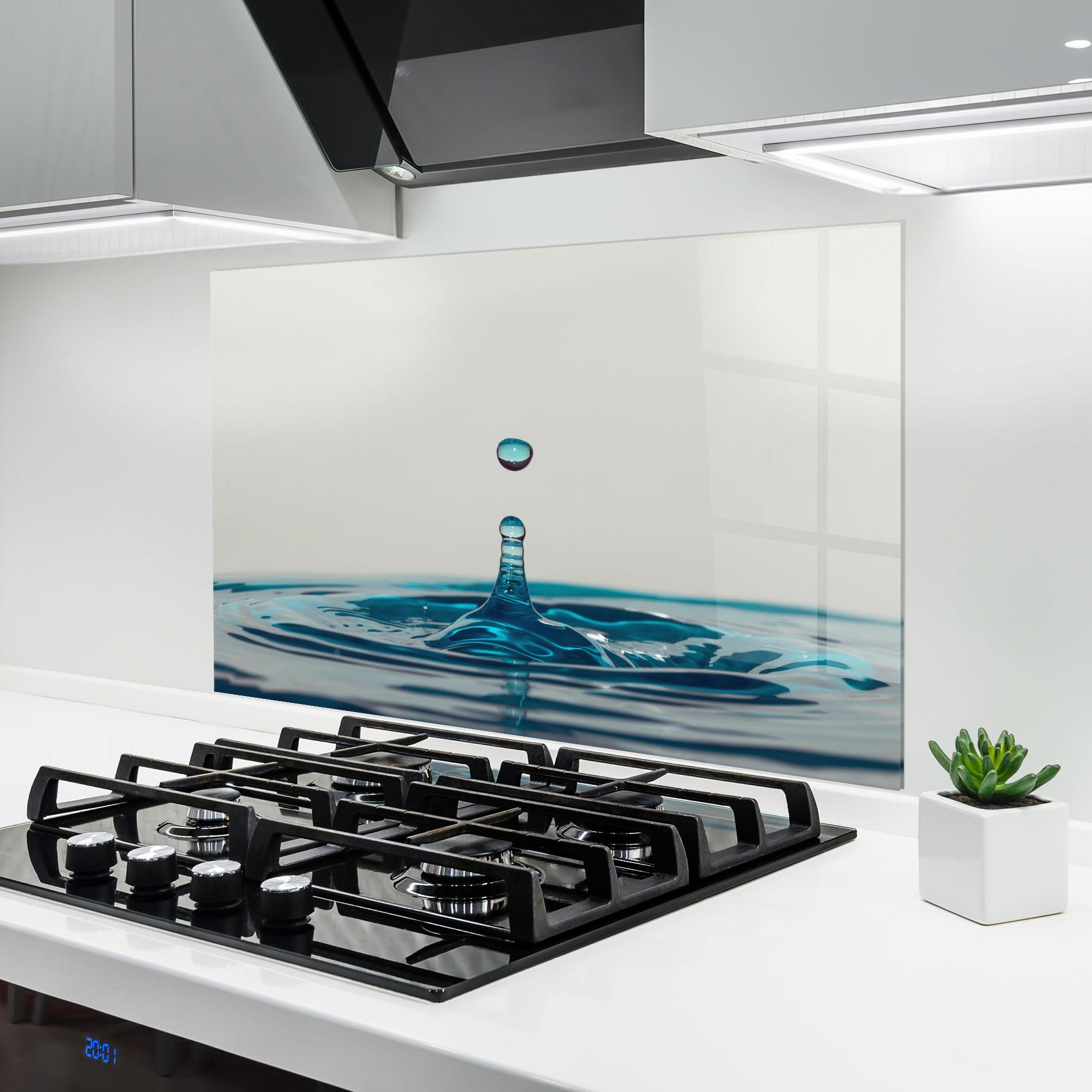 Стъклен панел за кухня Blue Water Drop mockup 6