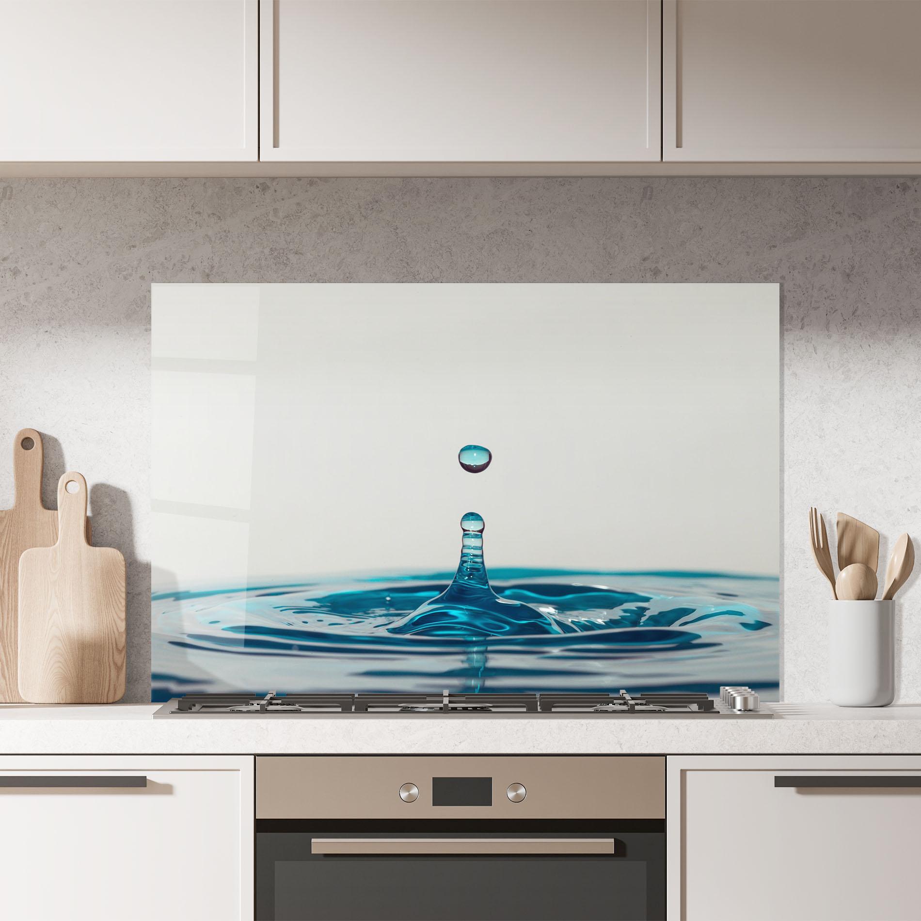 Стъклен панел за кухня Blue Water Drop mockup 7