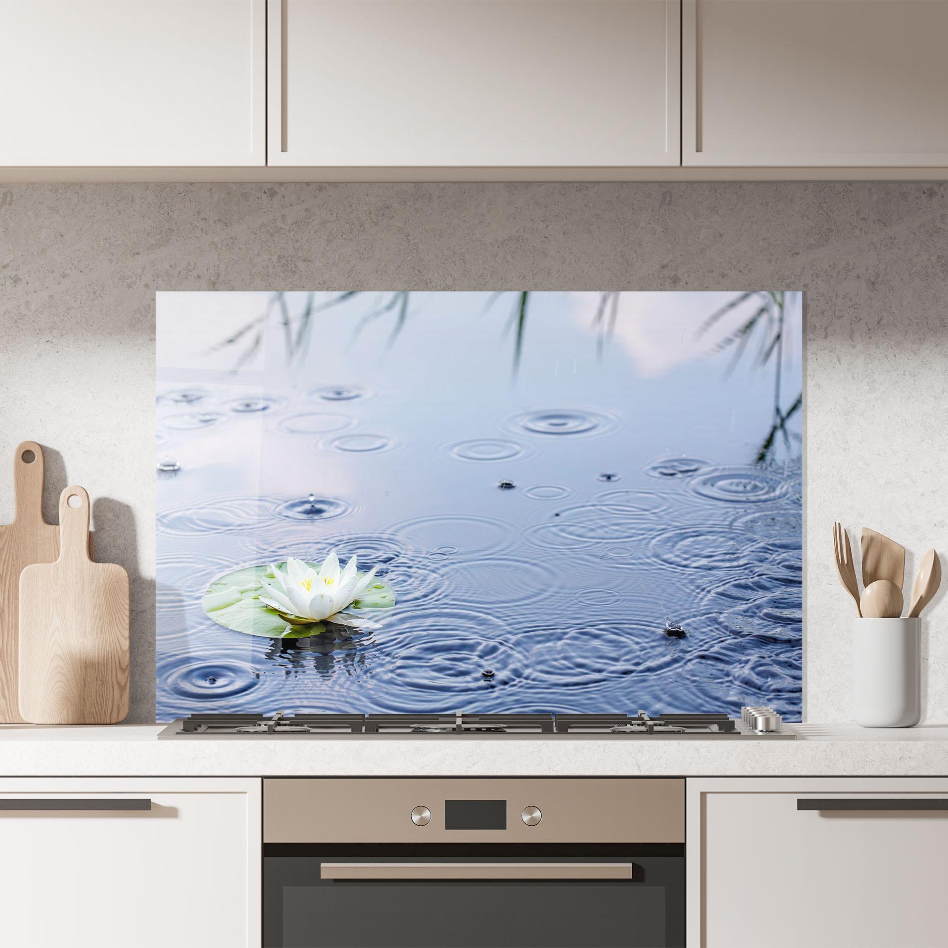 Стъклен панел за кухня Clear Lake Rain mockup 7