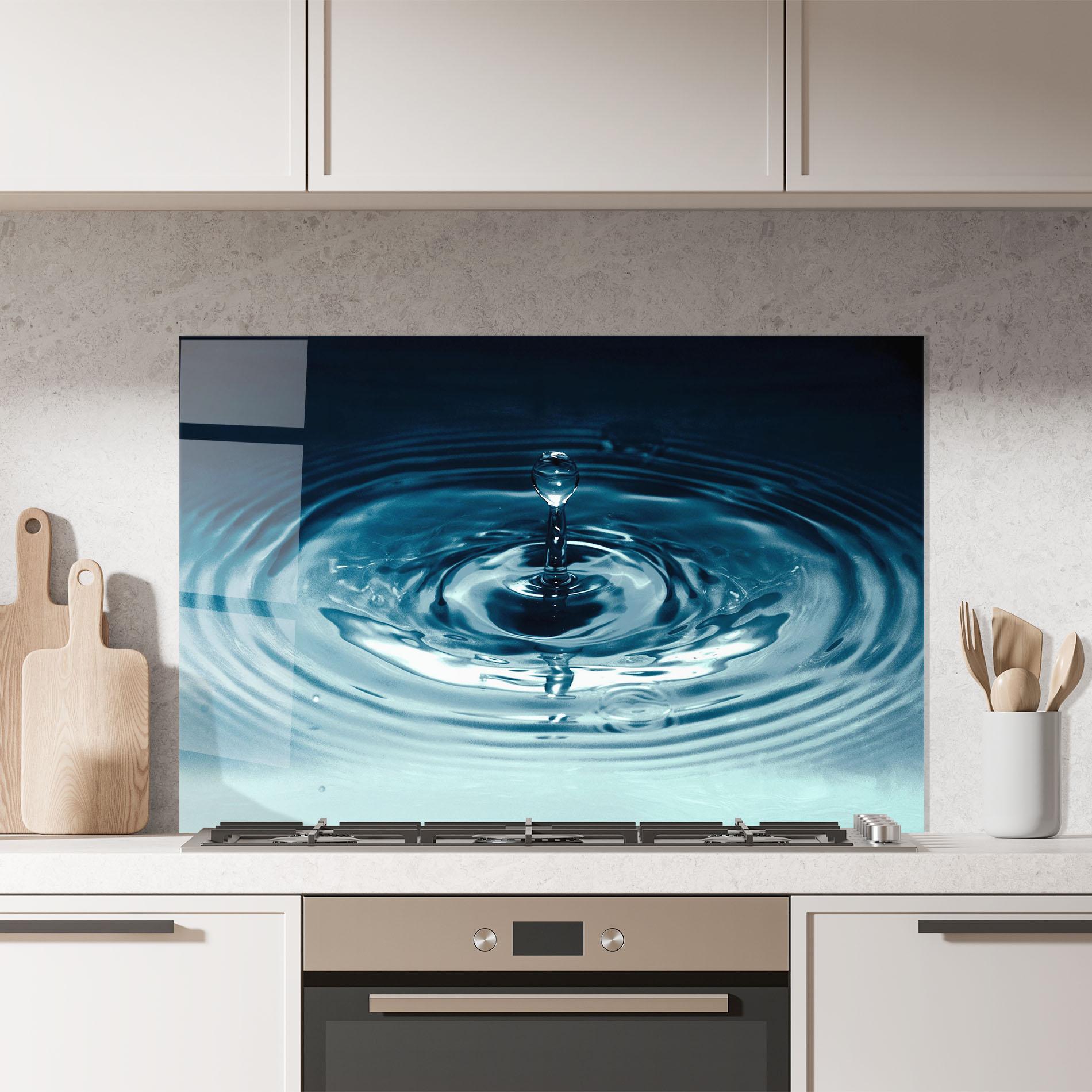 Стъклен панел за кухня Dark Blue Drop mockup 7
