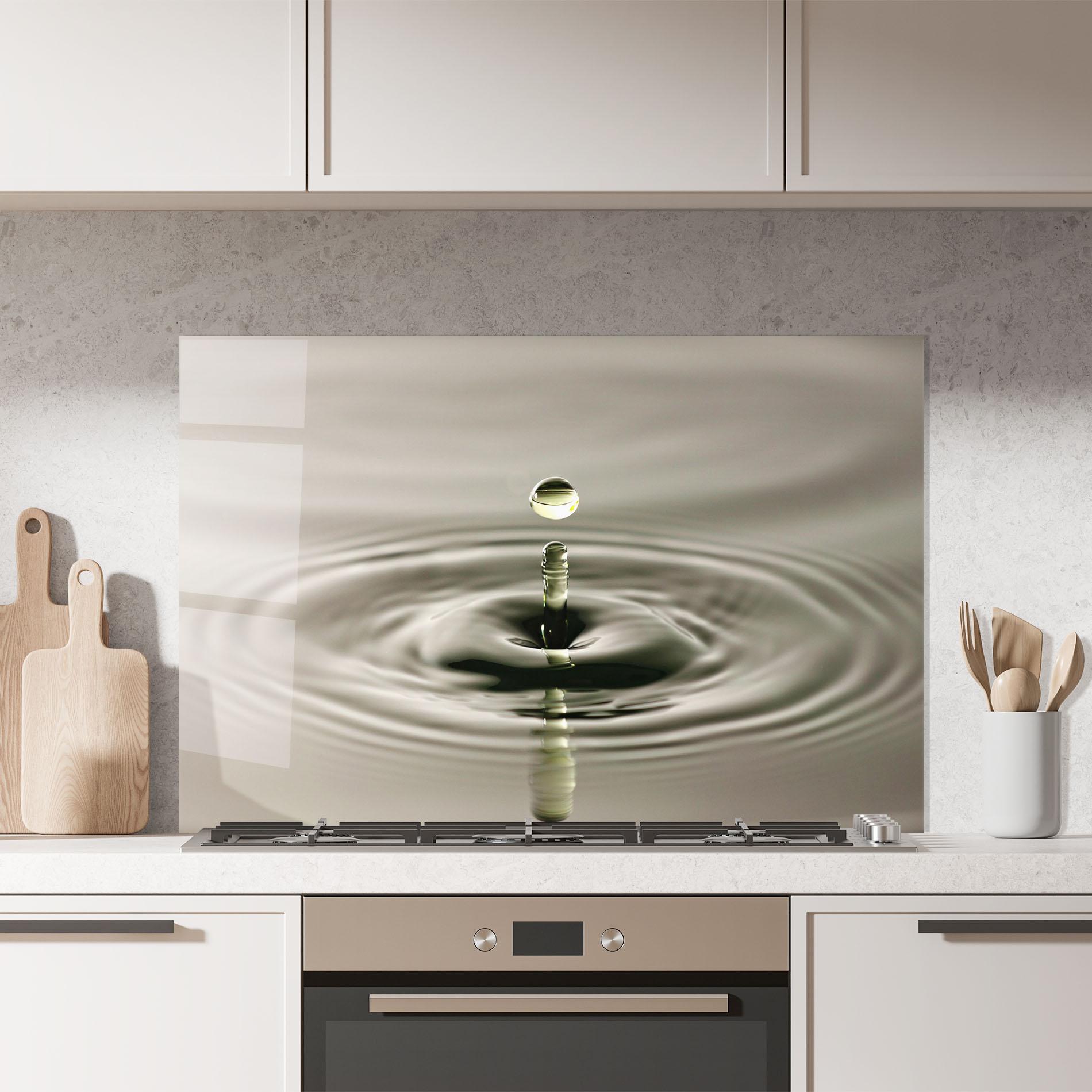 Стъклен панел за кухня Green Water Drop mockup 7