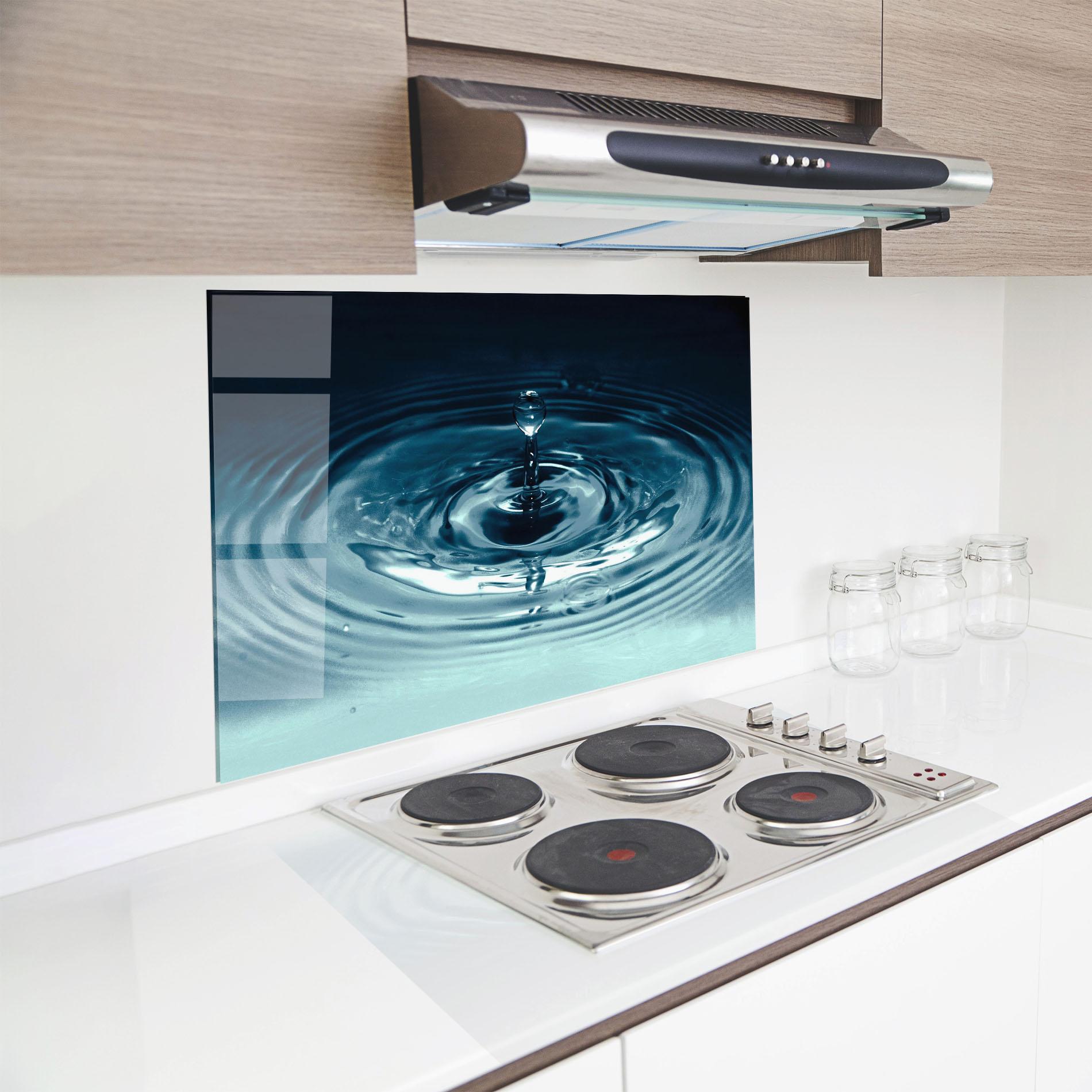 Стъклен панел за кухня Dark Blue Drop mockup 8