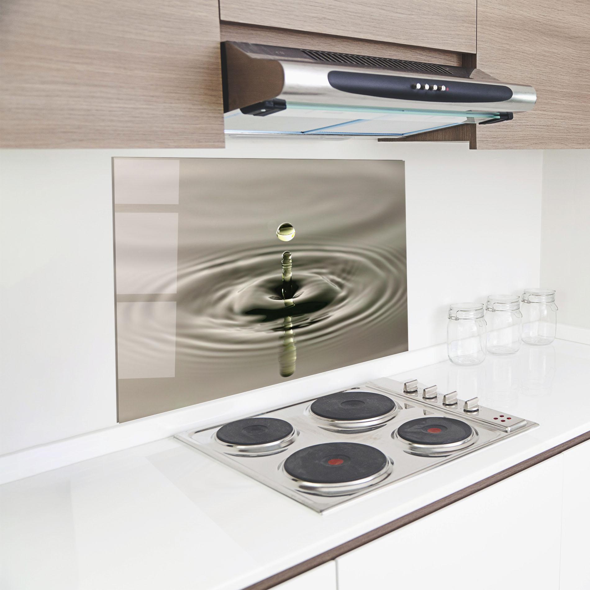 Стъклен панел за кухня Green Water Drop mockup 8