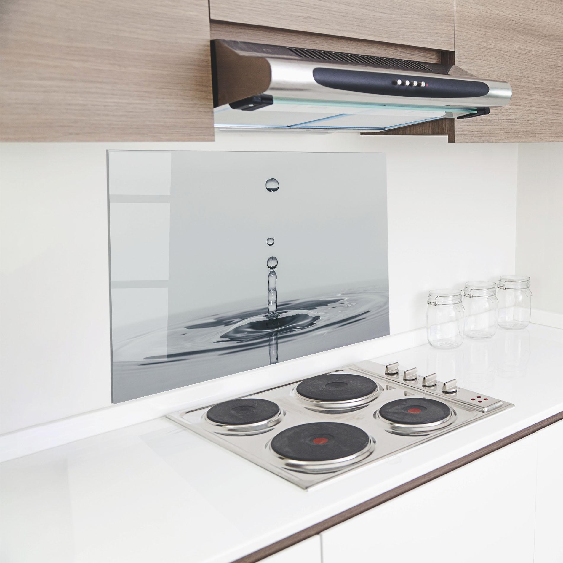 Стъклен панел за кухня Grey Water Drop mockup 8