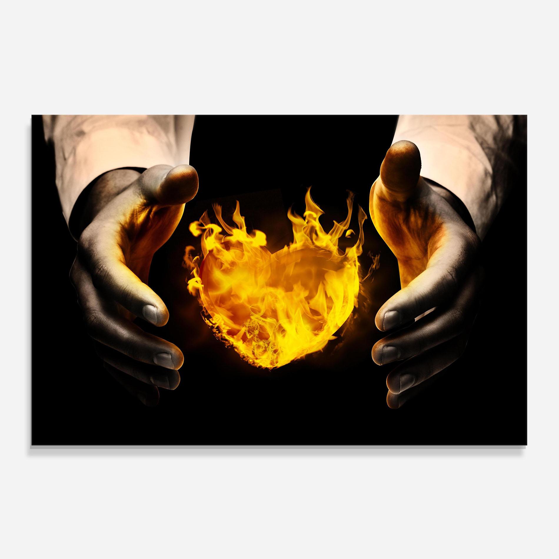 Стъклен панел за кухня Fire Heart mockup 0