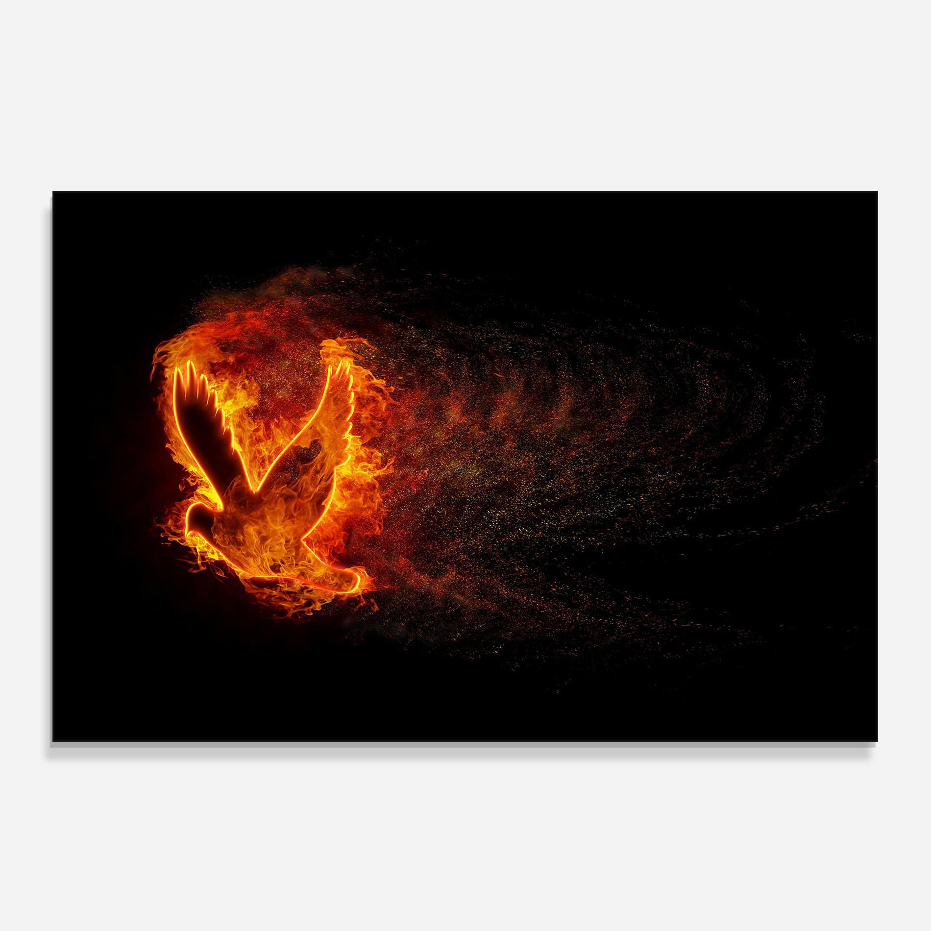 Стъклен панел за кухня Flames Bird mockup 0