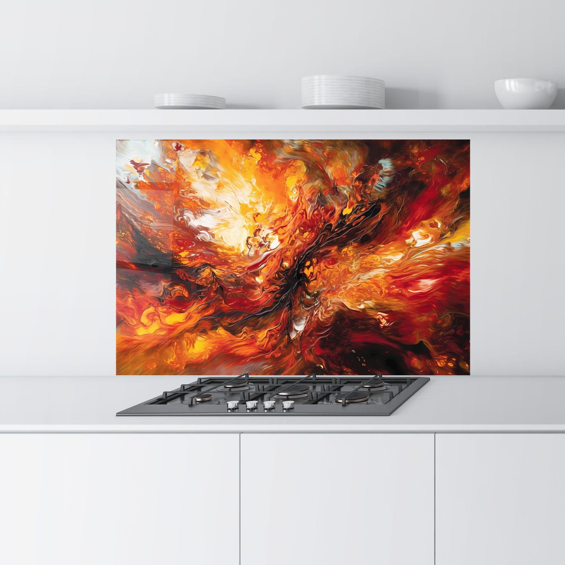 Стъклен панел за кухня Fiery Red Orange Art mockup 9