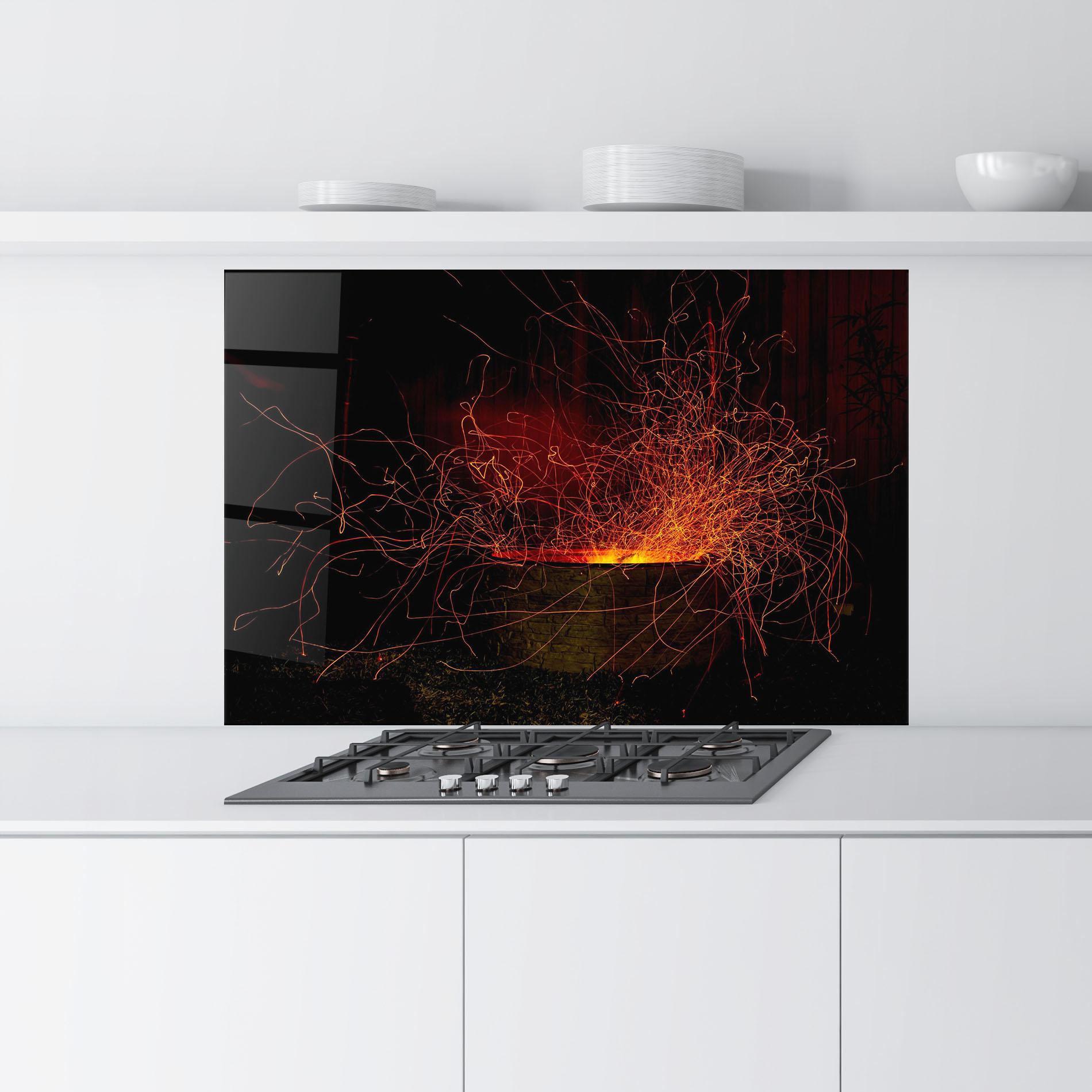 Стъклен панел за кухня Fire Drawing Effect mockup 9