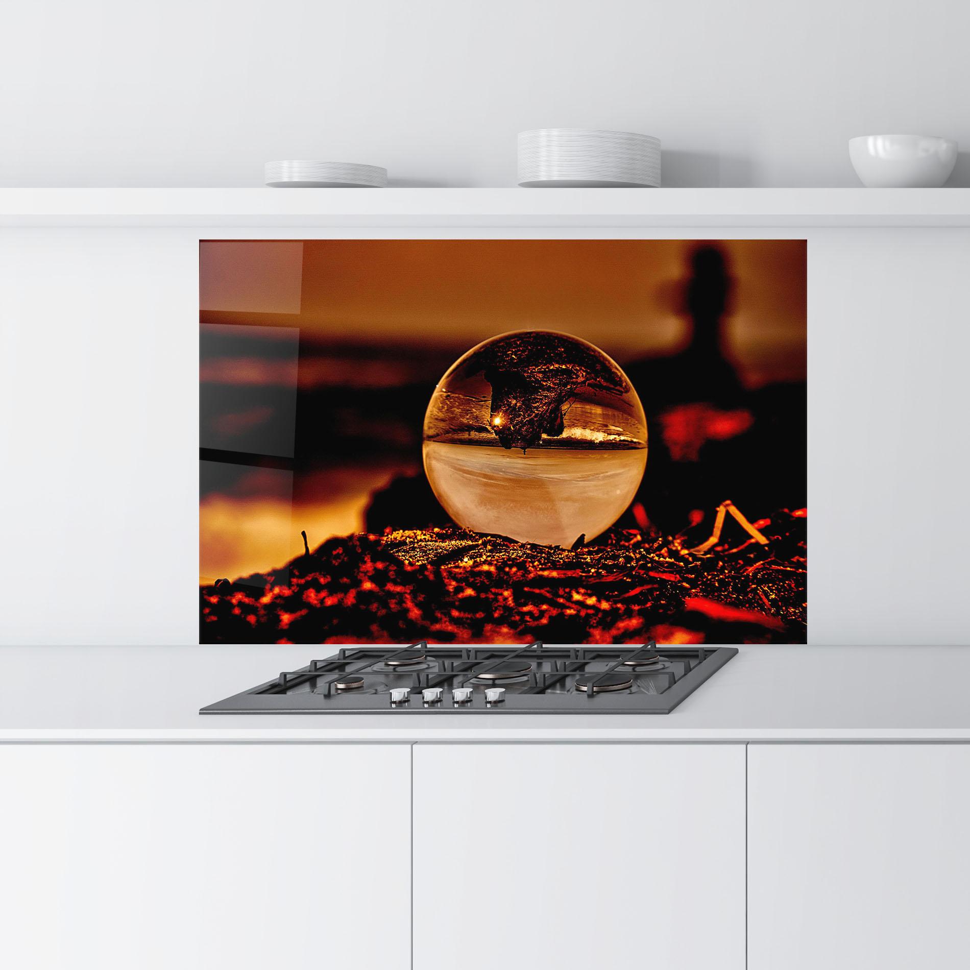 Стъклен панел за кухня Fire Glass Ball mockup 9