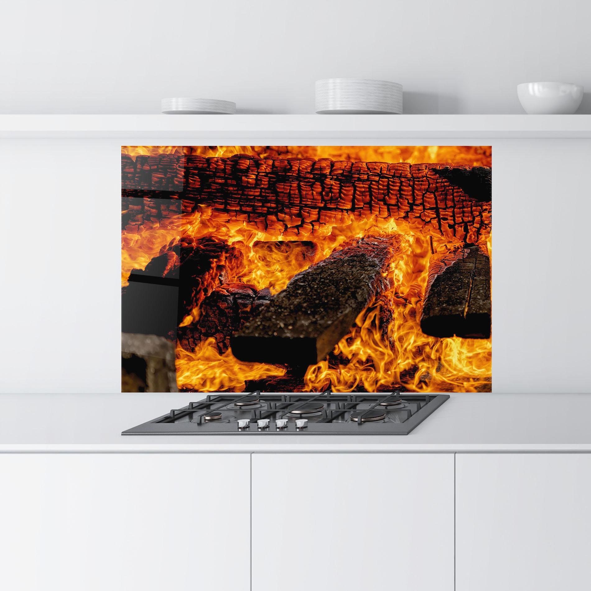 Стъклен панел за кухня Inferno Heat mockup 9
