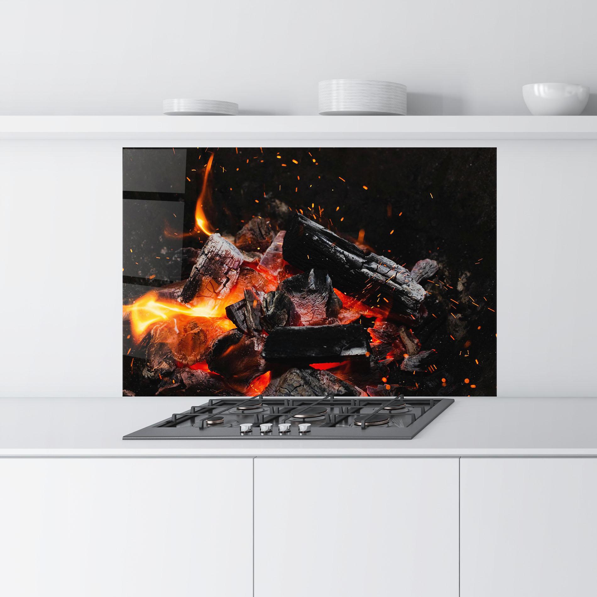 Стъклен панел за кухня Inferno Scorch mockup 9