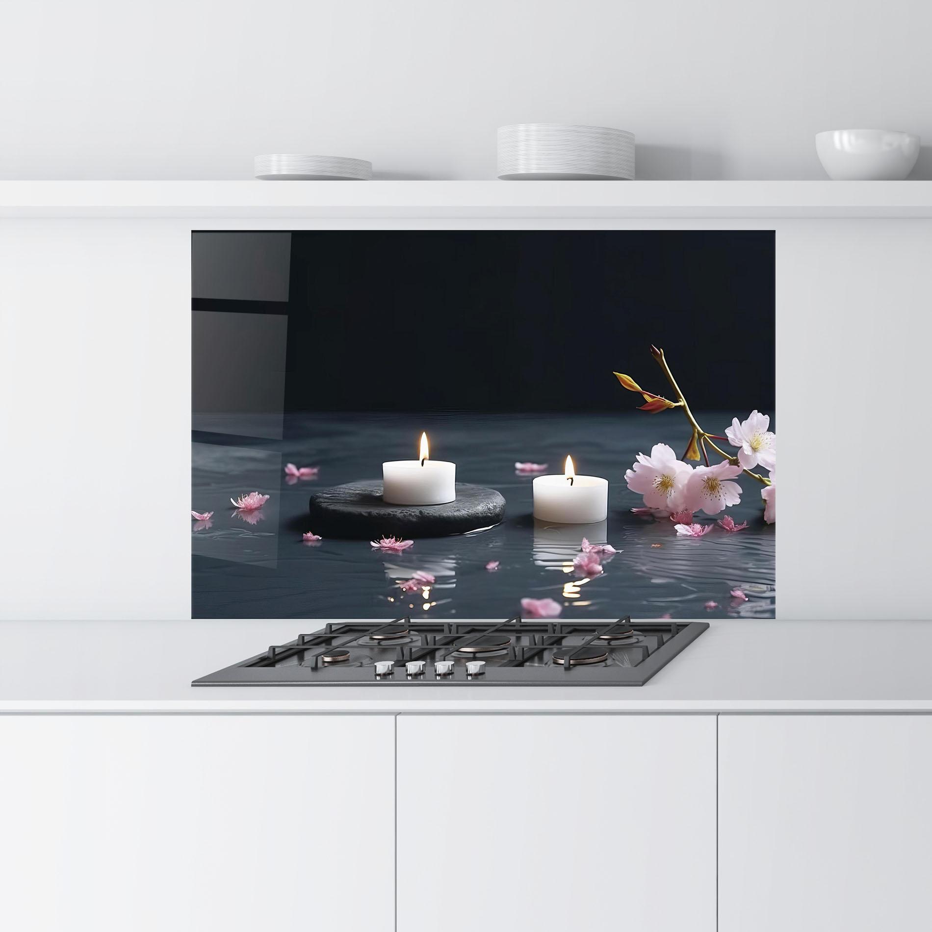 Стъклен панел за кухня Spa White Candle mockup 9