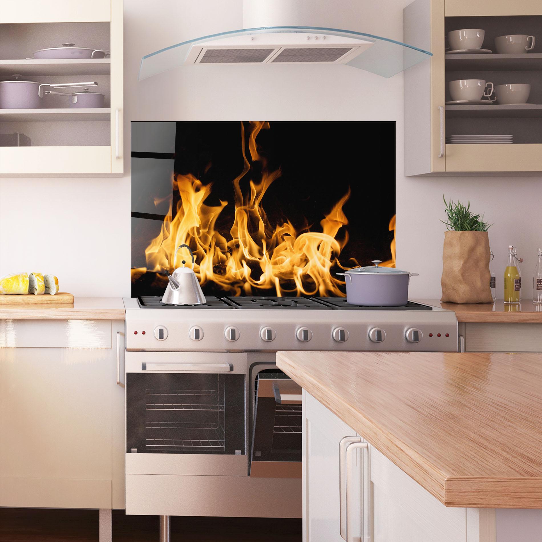 Стъклен панел за кухня Bright Flame mockup 1