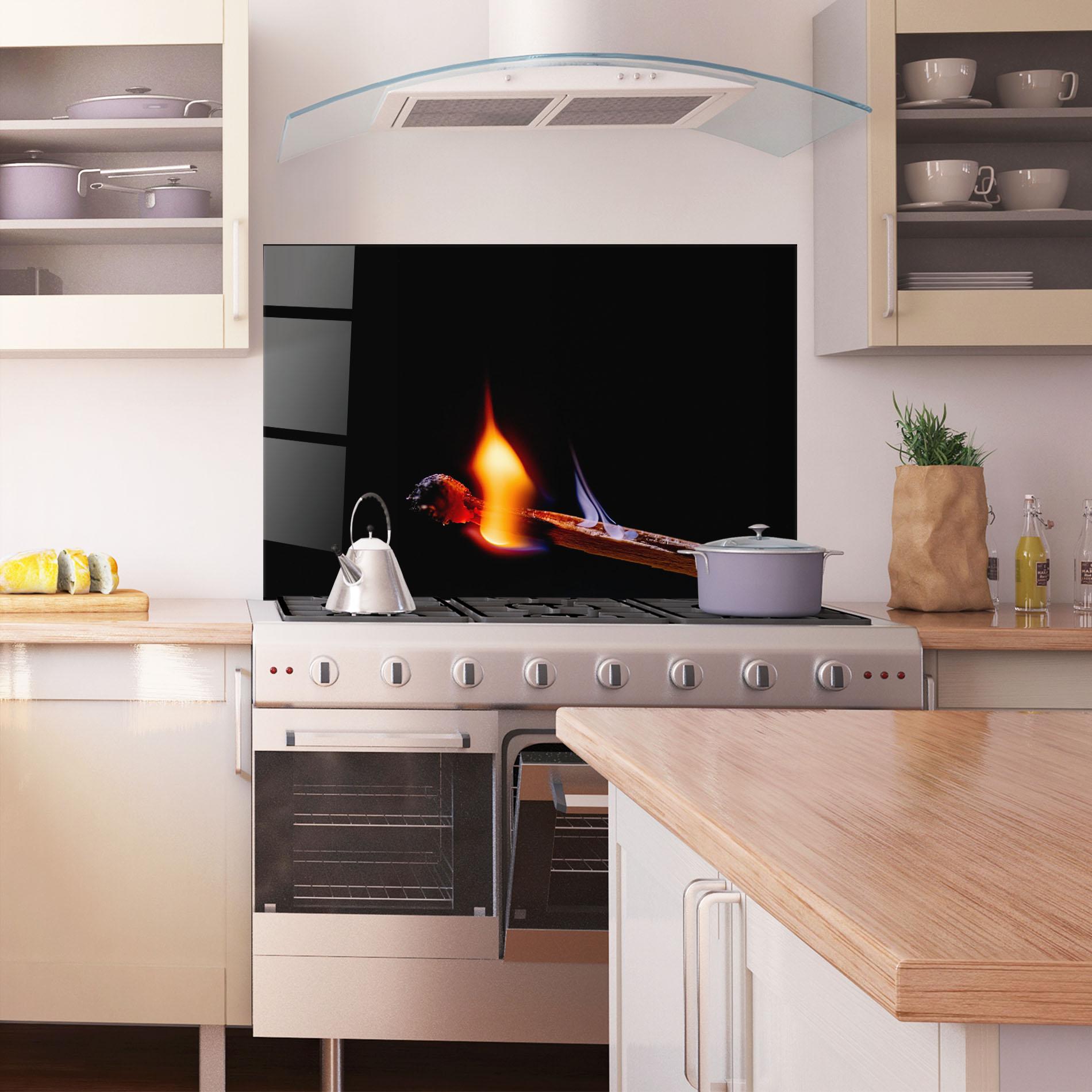 Стъклен панел за кухня Burning Matchsticks mockup 1