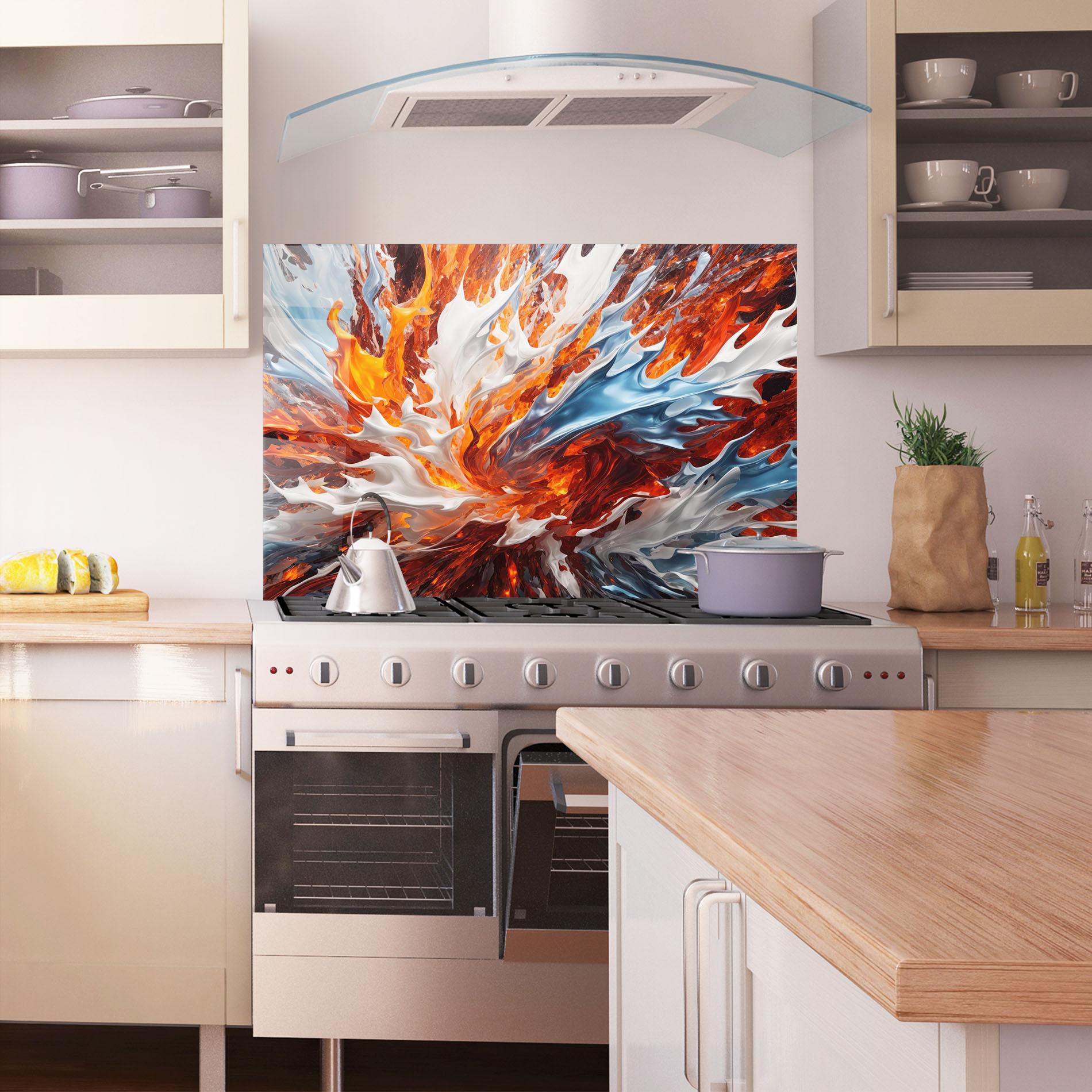 Стъклен панел за кухня Flame Rase mockup 1